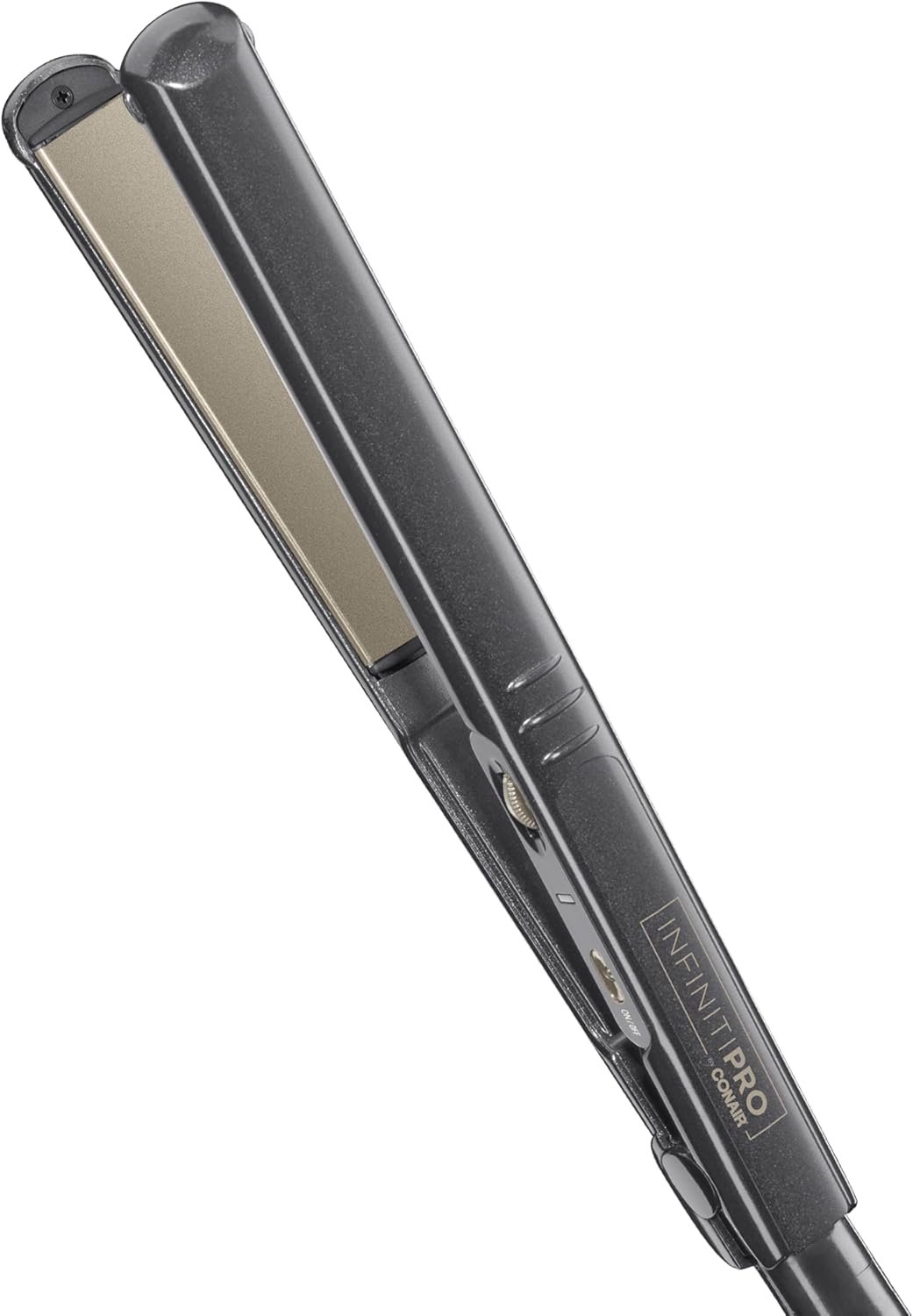 INFINITIPRO BY CONAIR Tourmaline Ceramic 1-Inch Flat Iron Hair Straightener, 1-Inch Flat Iron to Straighten or Curl, 5 Heat Settings, for All Hair Types and Textures, Metallic Gray