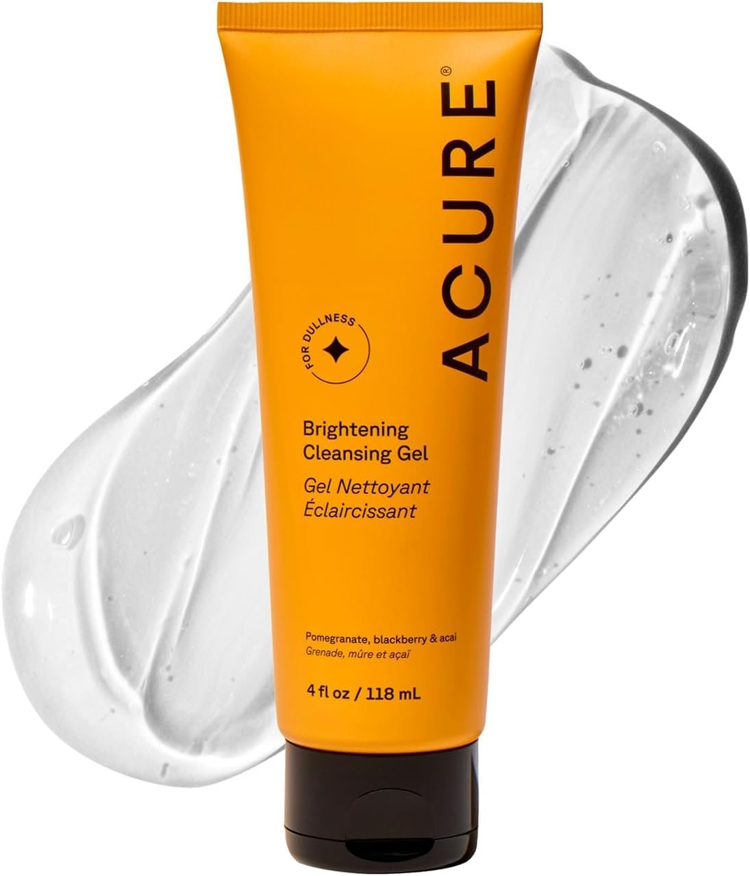Acure Brightening Cleansing Gel – Vegan Face Scrub, Gentle Facial Cleanser for Radiant Skin with Pomegranate, Blackberry & Acai Infused, Antioxidant-Rich Formula for All Skin Types – 4 fl oz