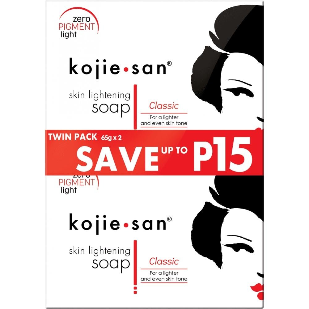 Kojie San Skin Brightening Soap – Original Kojic Acid that Reduces Dark Spots, Hyperpigmentation, & Scars with Exfoliating Soap Net Included – 65g x 2 Bars
