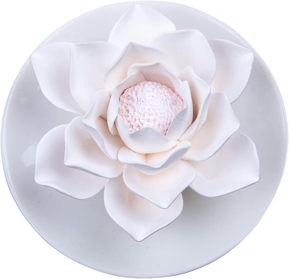 Essential Oil Passive Flower Diffuser -Lotus Flower Porcelain Aromatherapy Diffusers for Small Mini Room, Desk Decorative, Bathroom (Lotus)