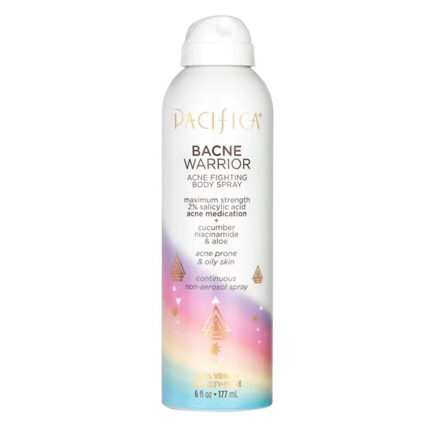 Pacifica Bacne Warrior – Bacne Salicylic Acid Spray, Back Acne Treatment Spray with 2% Salicylic Acid, Niacinamide, and Aloe, Body Acne Warrior for Body, Chest, and Back, Dermatologist Tested- 6 Fl Oz