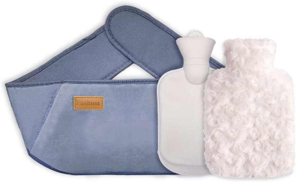 Hot Water Bottle With Plush Waist Cover – Rubber Bag for Menstrual Cramps, Pain Relief, Neck, Shoulder, Back, Legs, Waist Warm