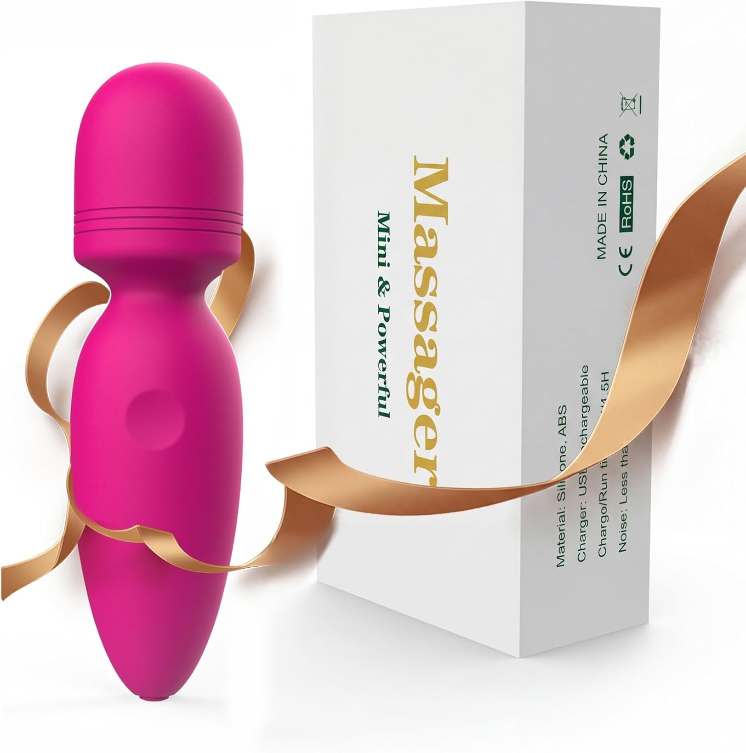 Fuwyiy Mini Massager Tools,Small Waterproof Cordless Handheld Massager with 10 Vibration Modes, Personal Handheld Massager for Back（Rose Red）