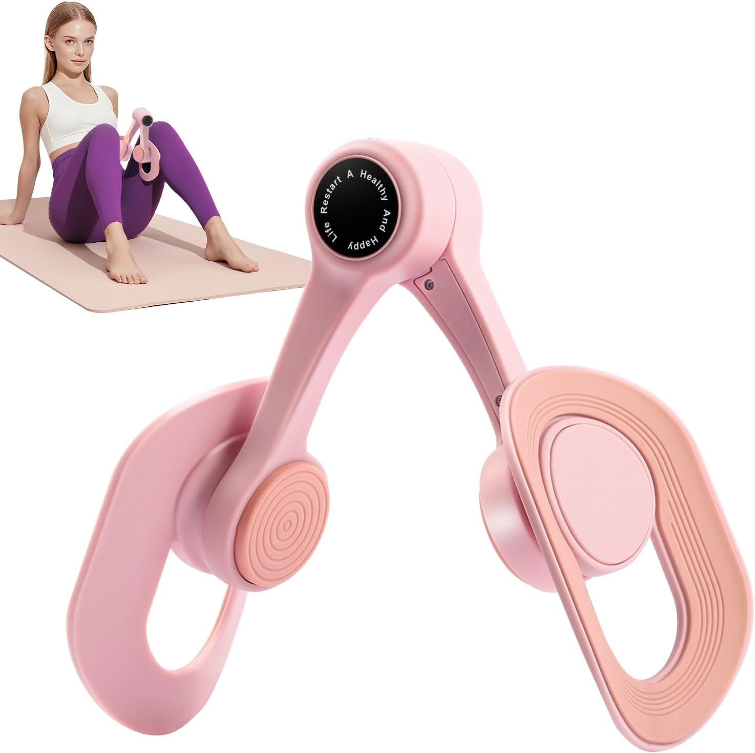 Thigh Trainer for Women, 360° Adjustable Pelvic Floor Muscle Trainer, Inner Thigh Exerciser, Multi-Function Home Gym Equipment for Hip, Leg, Arm & Yoga Workouts(Pink)