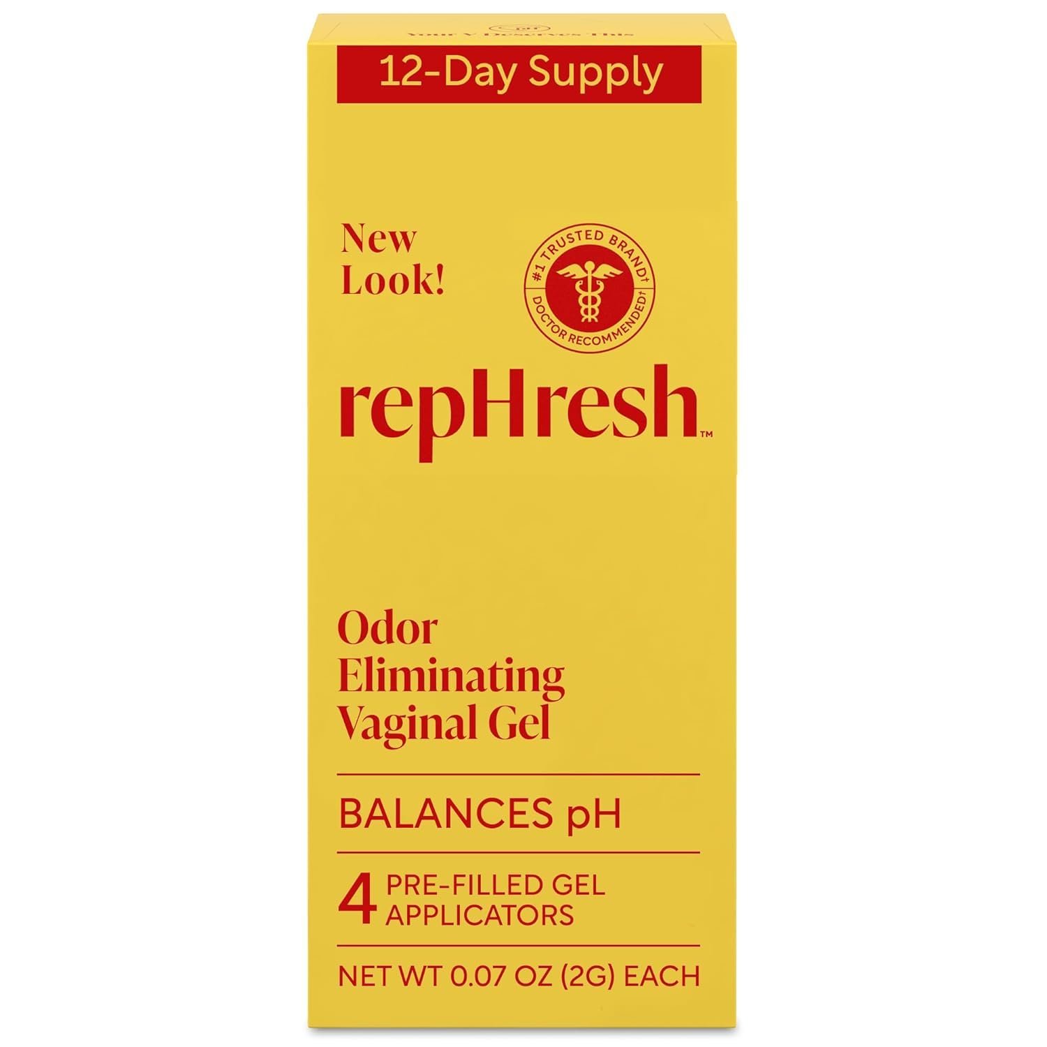 RepHresh Odor Eliminating Vaginal Gel, Feminine Care pH Balance for Women, 4 Count (0.7oz)