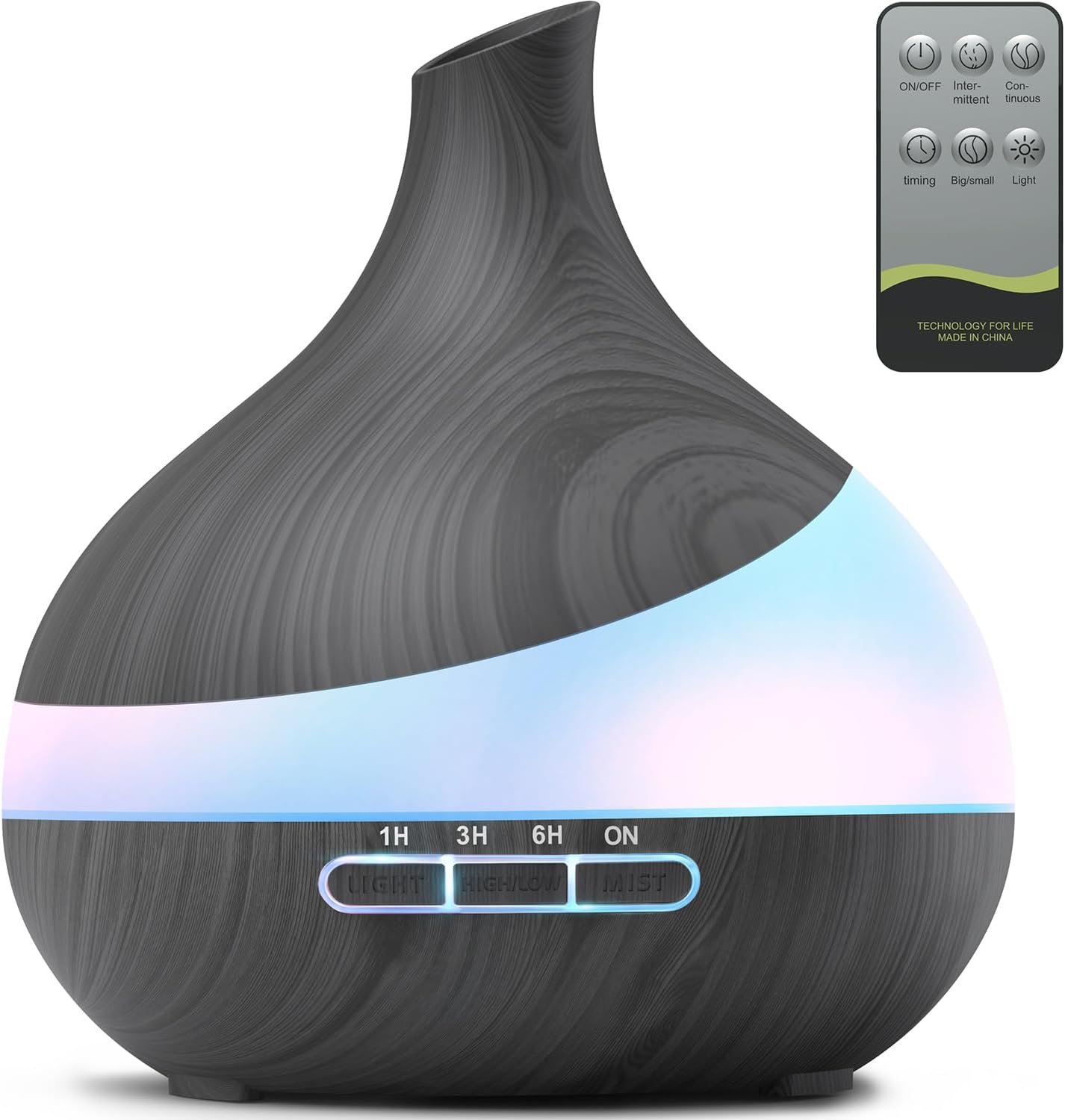 HJTHJT 500ML Essential Oil Diffuser: Aroma Diffuser with Remote Control for Hotel Spa Yoga Room – Humidifiers for Bedroom with 14 Colors LED Night Light for Kids/Women Home Relaxation
