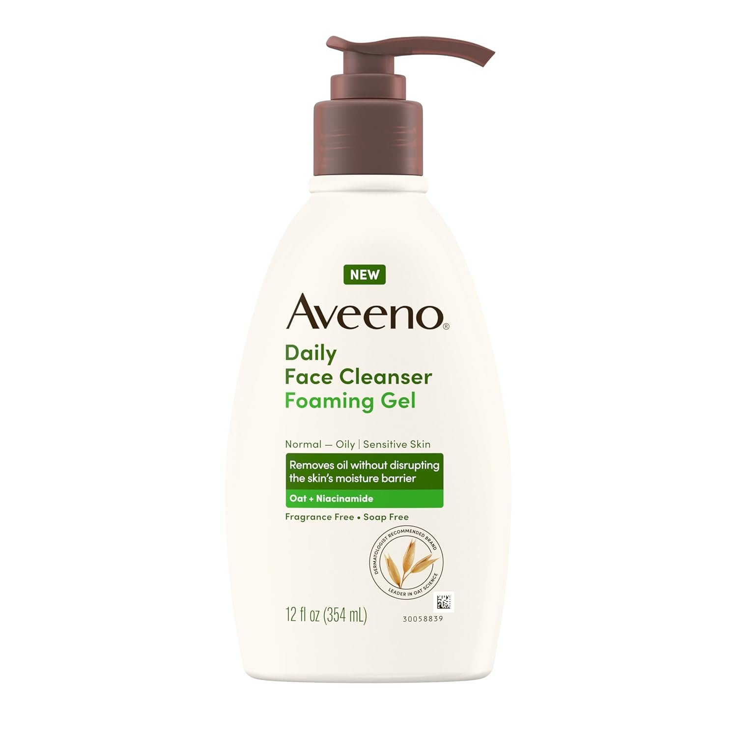 Aveeno Daily Foaming Gel Facial Cleanser, Fragrance Free, 12 fl. oz