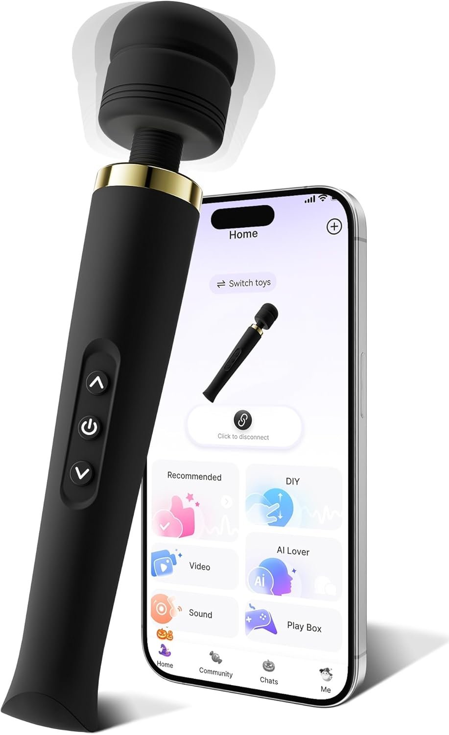 Toendi Premium Massager Tools for Beginners AI-Sync App Control Body Massager with 8 Speeds & 5 Modes, 360° Head Massager Waterproof Massager, Massage Wand for Women, Men, Couple