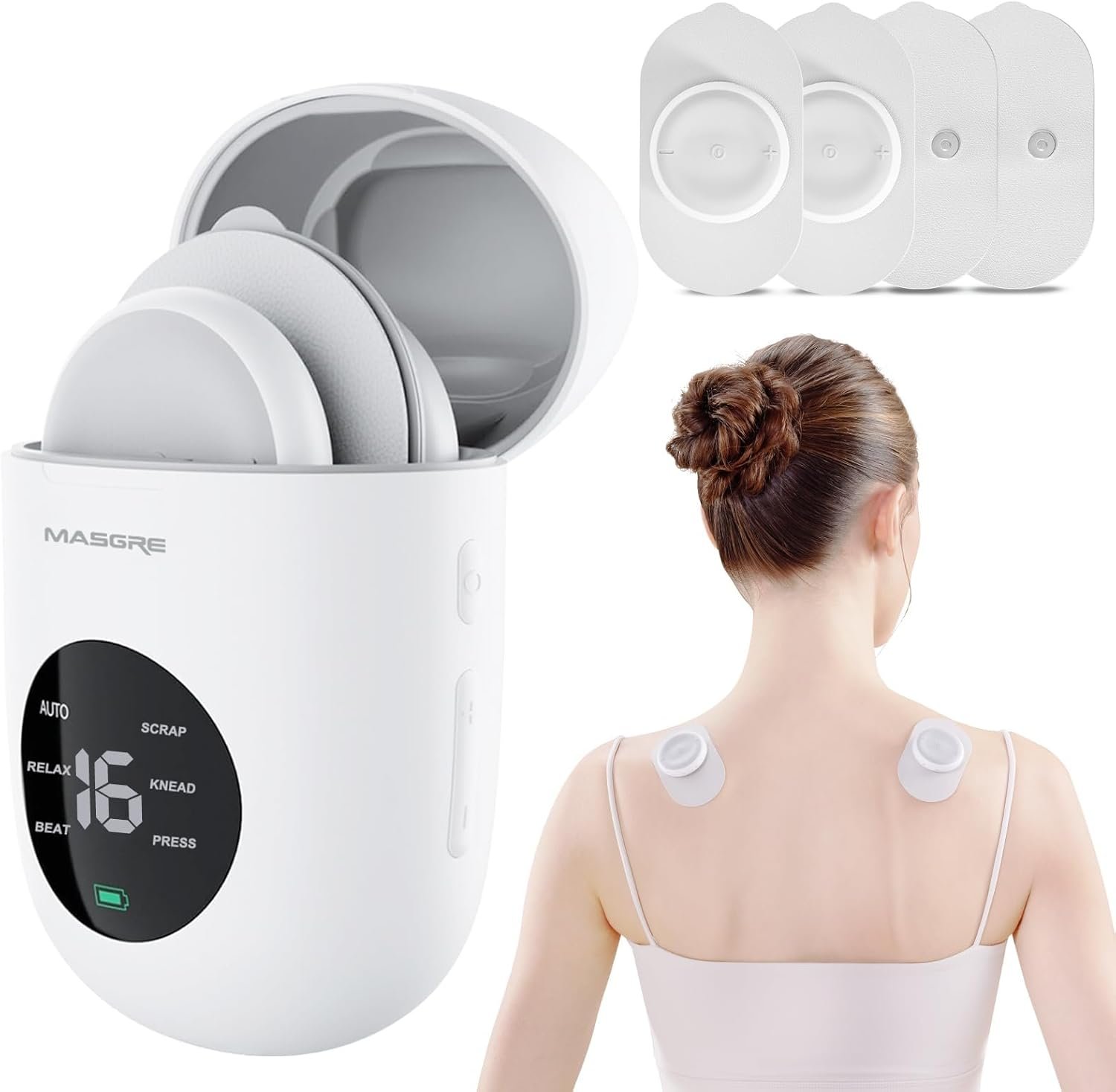 TENS Unit – Wireless Muscle Stimulator for Pain Relief, Dual Channel 16 Intensity Tens EMS Machine, LED-Display Rechargeable Cordless Portable Massager for Feet, Leg, Shoulder, Lower Back, Neck