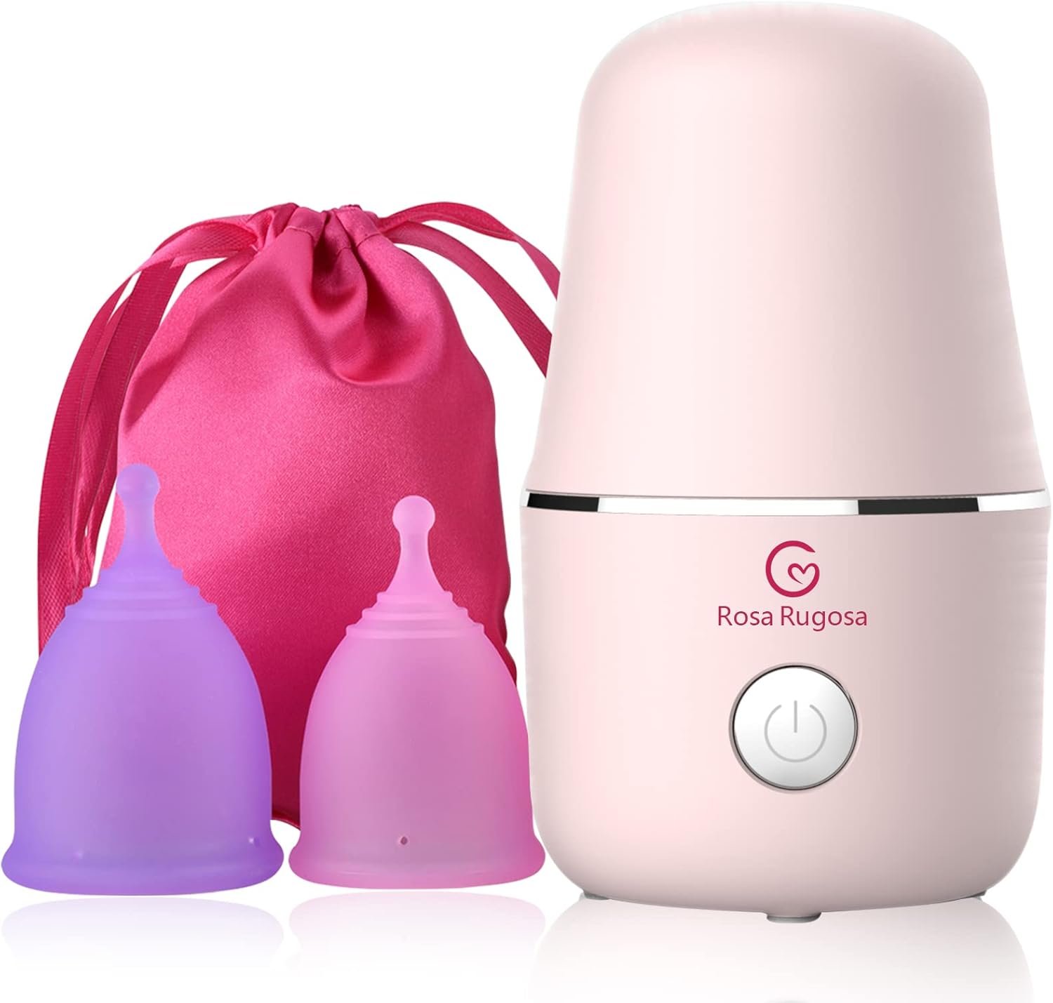 ROSA RUGOSA Menstrual Cup Steamer, Portable Menstrual Cup Wash Kit, Comes with Two Reusable Period Cup, High Temperature, Great Partner for Women Travel (Light Pink)