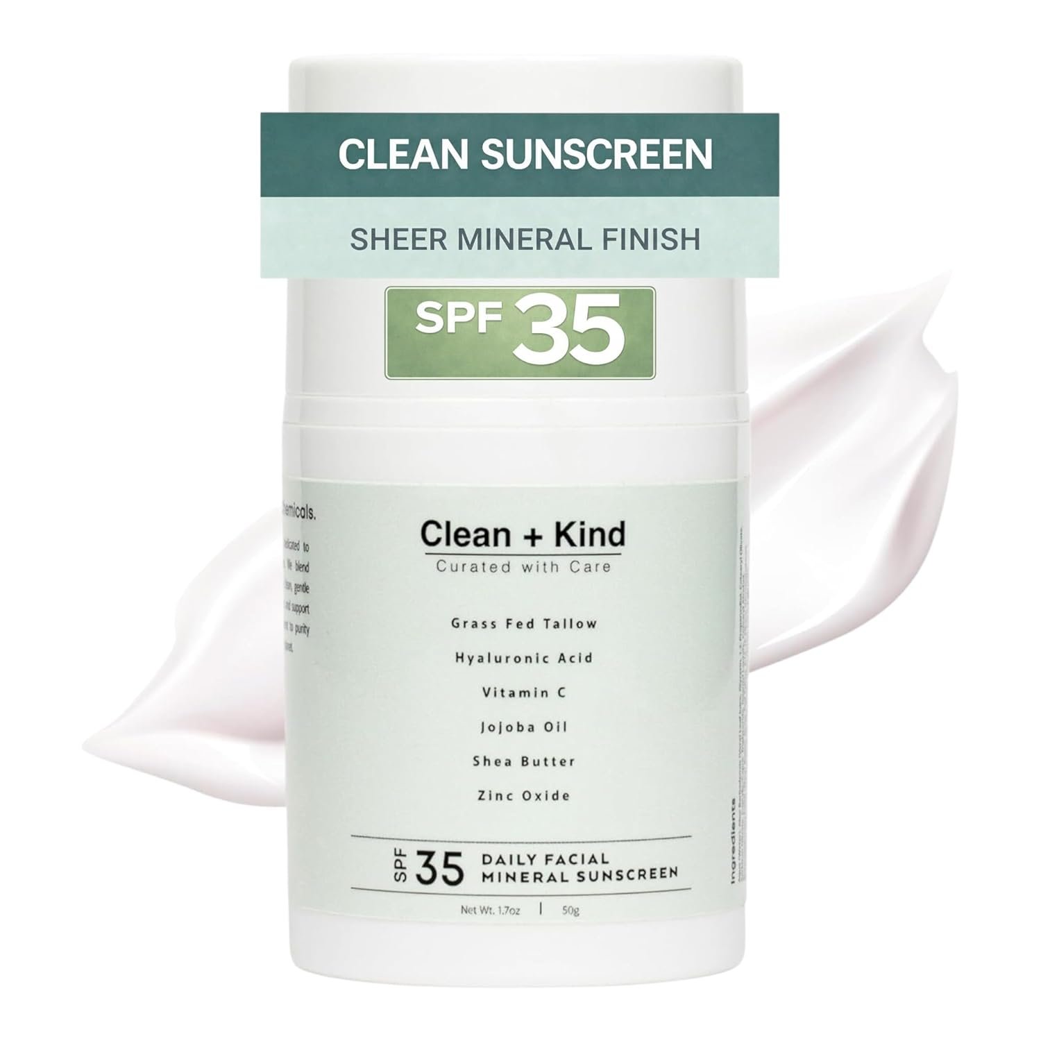 Daily Face Sunscreen SPF 35 Moisturizer with Tallow, Zinc Oxide, Hyaluronic Acid & Vitamin E – Mineral, Reef Safe Sunscreen for Hydration & Broad Spectrum UV Protection, 1.7 oz