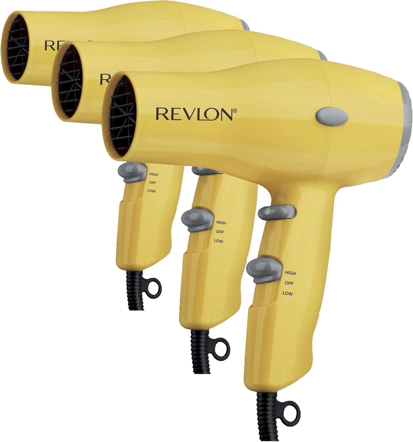 REVLON Compact Hair Dryer | 1875W Lightweight Design, Perfect for Travel, (Yellow), Plastic