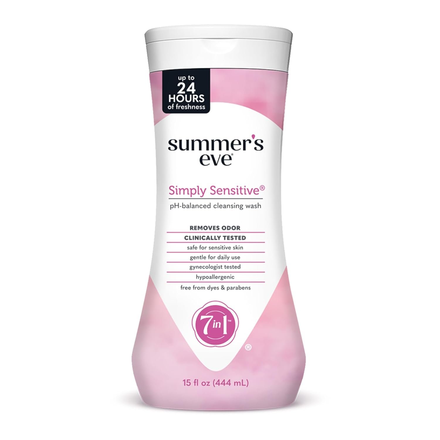 Summer’s Eve Simply Sensitive All-Over Daily Feminine Wash, Gentle pH-Balanced Body Wash for Women, Removes Vaginal Odor, 15 Fl Oz