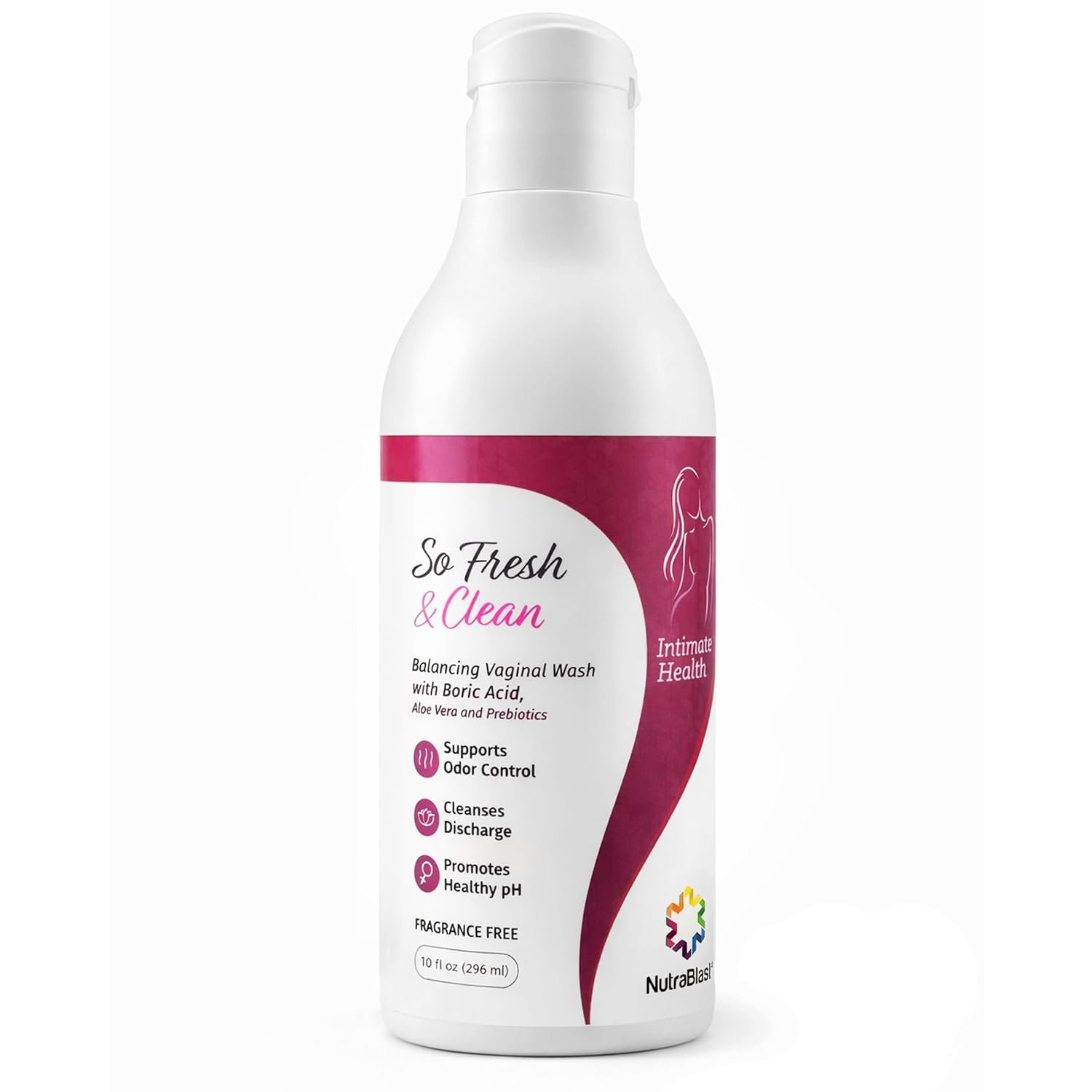 NutraBlast So Fresh & Clean | pH Balance Feminine Wash with Boric Acid | Supports Odor Control | Cleanses Discharge | Promotes Healthy Intimate Balance (10 fl oz)