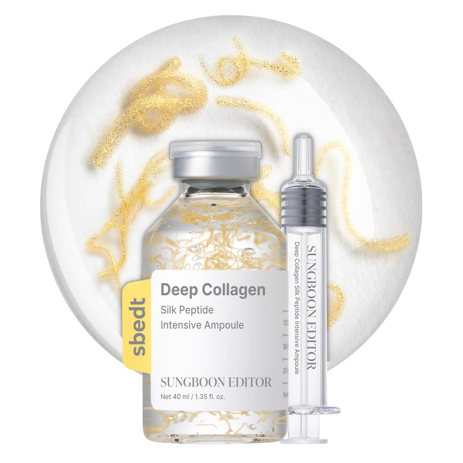 SUNGBOON EDITOR Glow Intensive Silk Peptide Ampoule, Copper Peptides Serum for Face with Collagen & Multi Peptides, Hydrating Korean Skincare Facial Serum for Smooth-Looking Skin, 1.35 fl oz