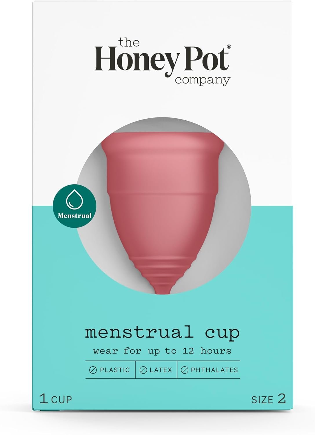 The Honey Pot Company – Menstrual Cup – 12 Hour Reusable Protection for Periods – Natural Feminine Hygiene Products – Size 2