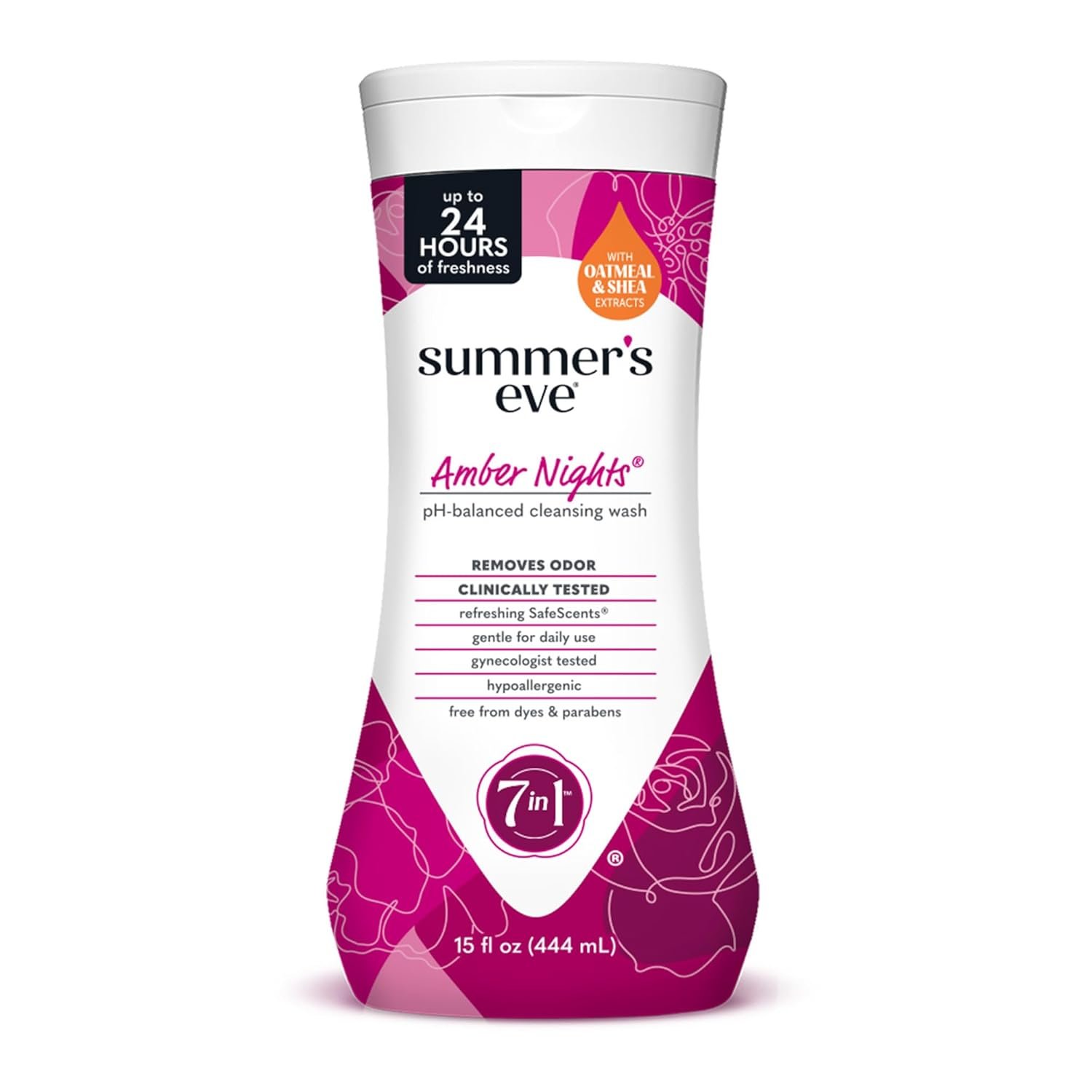 Summer’s Eve Amber Nights with Oat and Shea Extracts, Daily Refreshing All Over Feminine Body Wash, Removes Odor, Feminine Wash pH Balanced, 15 fl oz