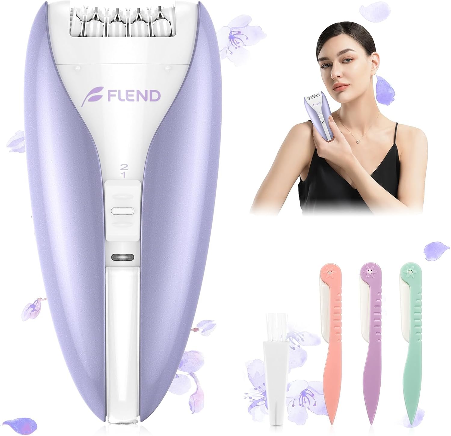 Epilator, Smooth Glide Epilator for Women, 2 Speeds Facial Hair Removal Device with Silent Design, Cordless Rechargeable Hair Removal Epilators for Women Face Legs Bikini Arms Legs