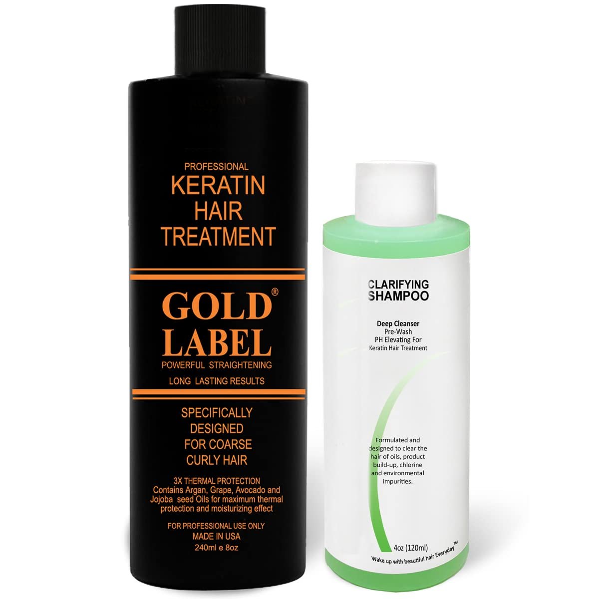 Gold Label Professional Keratin Blowout Treatment 240 Milliliter Cream for Coarse Curly Black, African, Dominican and Brazilian Hair Types – Enhanced Formula