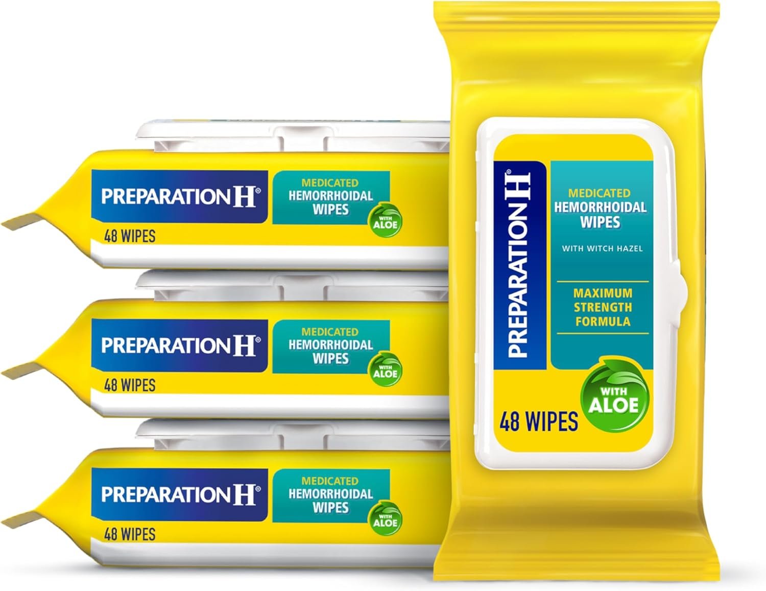 Preparation H Hemorrhoid Flushable Wipes with Witch Hazel for Skin Irritation Relief – 48 Count (Pack of 4)