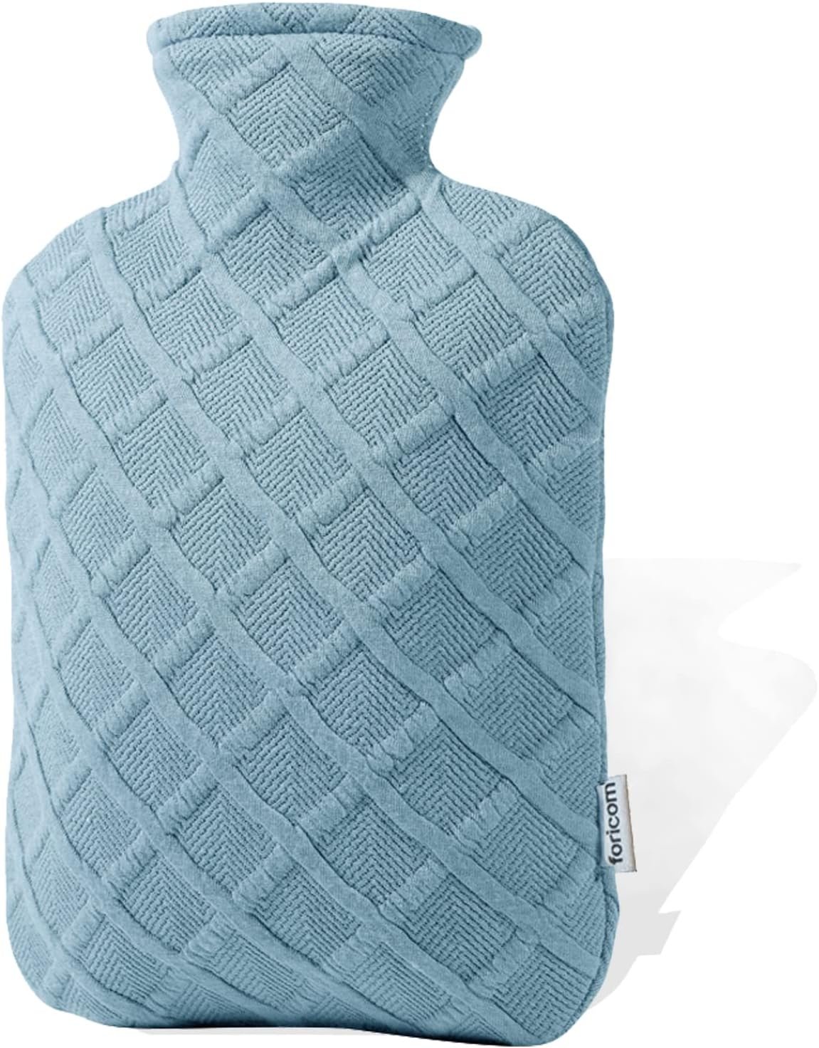 FORICOM Fuzzy Hot Water Bottle with Soft Cover, Sweater,Hot Water Bags for Pain Relief 2Liter,Heat Pad,Hot and Cold Therapy,Menstrual,Bpa Free(Sky Blue)