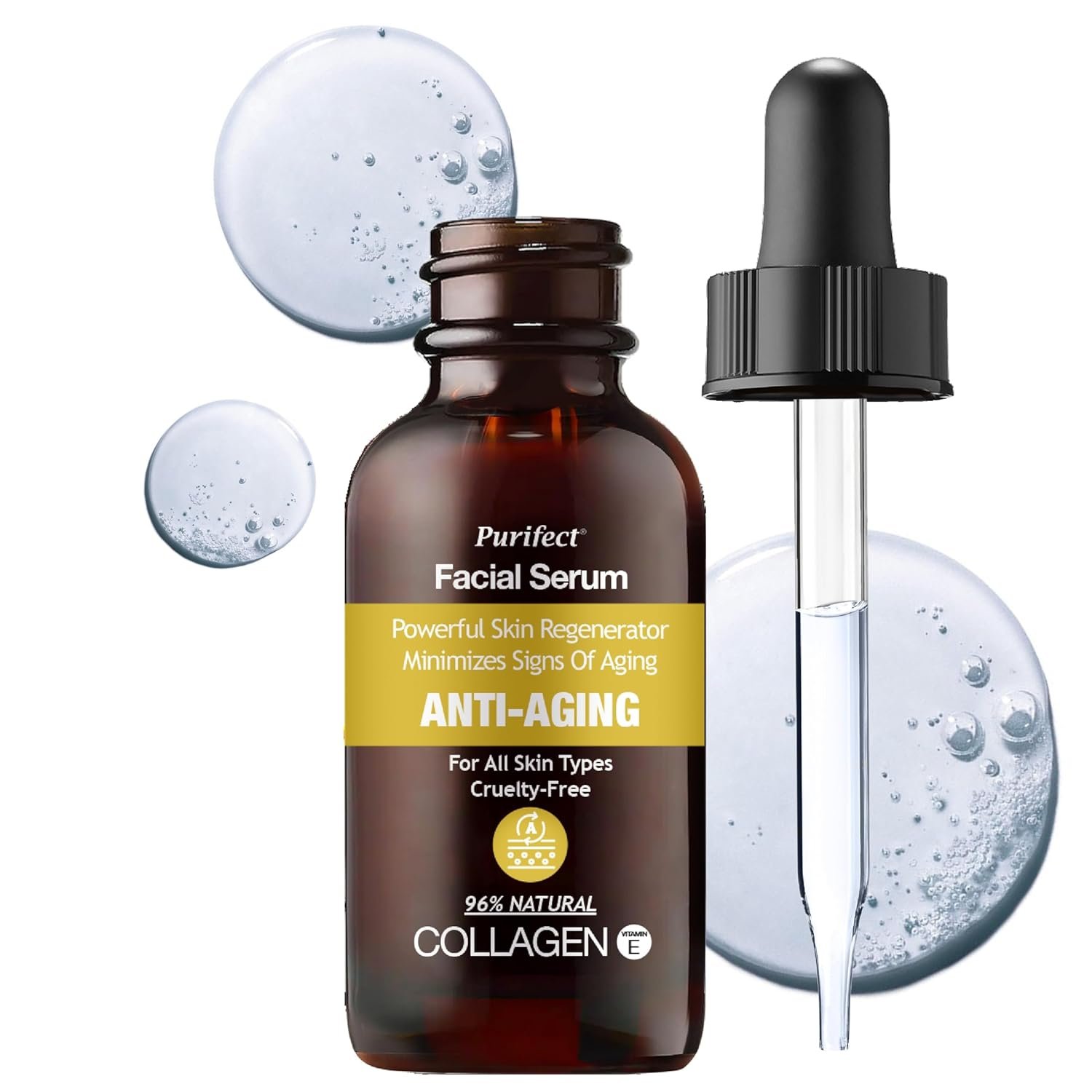 Purifect Collagen Anti-Aging Facial Serum for Skin – Firming & Plumping Face Serum with Vitamin E, Ceramide NP, Fortified with Retinol, Supports Skin Elasticity & Barrier Health, Made in USA – 1 fl oz