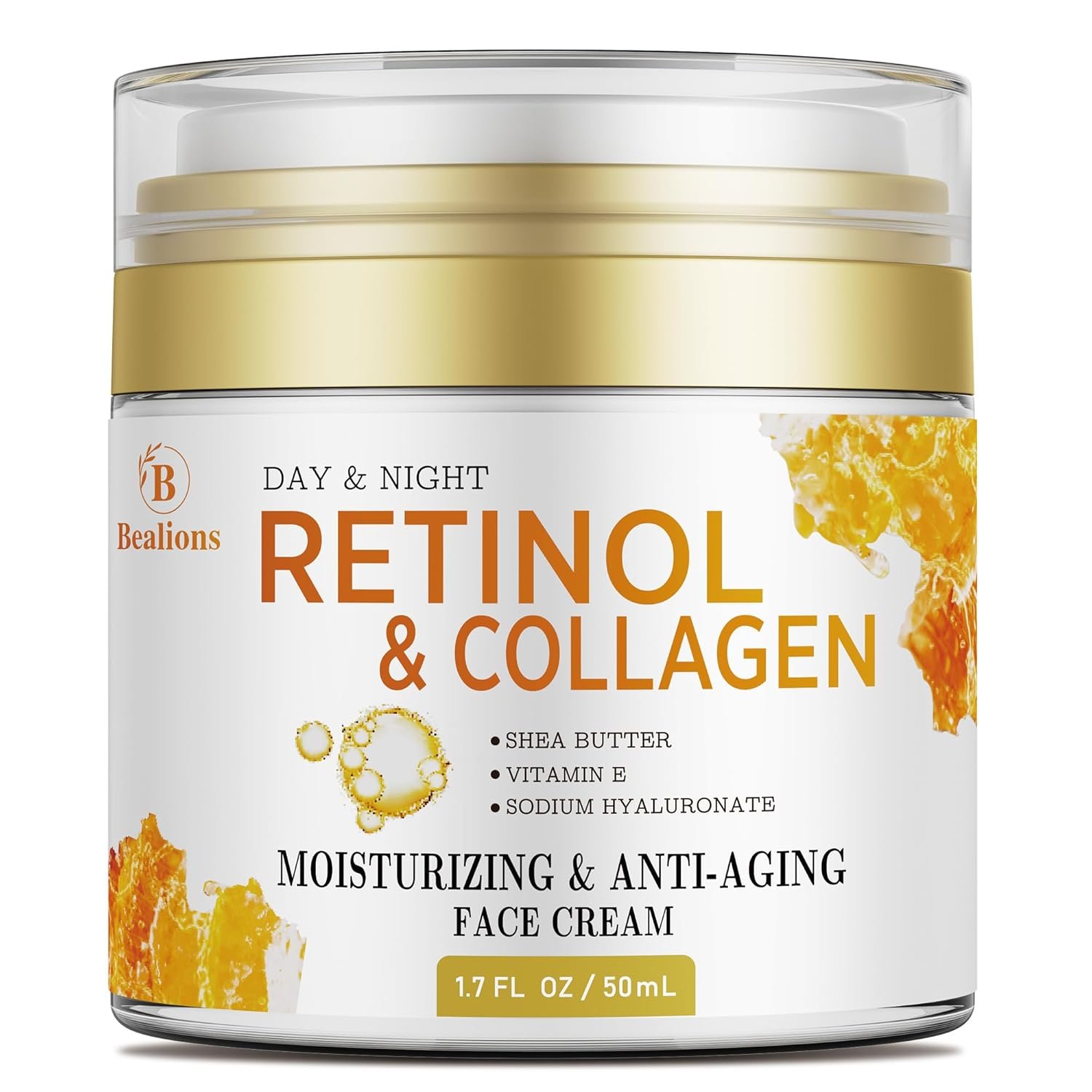 Retinol Cream for Face Anti Aging: Wrinkle Cream for Face Neck with Collagen Hyaluronic Acid – Night Moisturizer for Men Women – Facial Skin Care Gift for Women Wife Mother