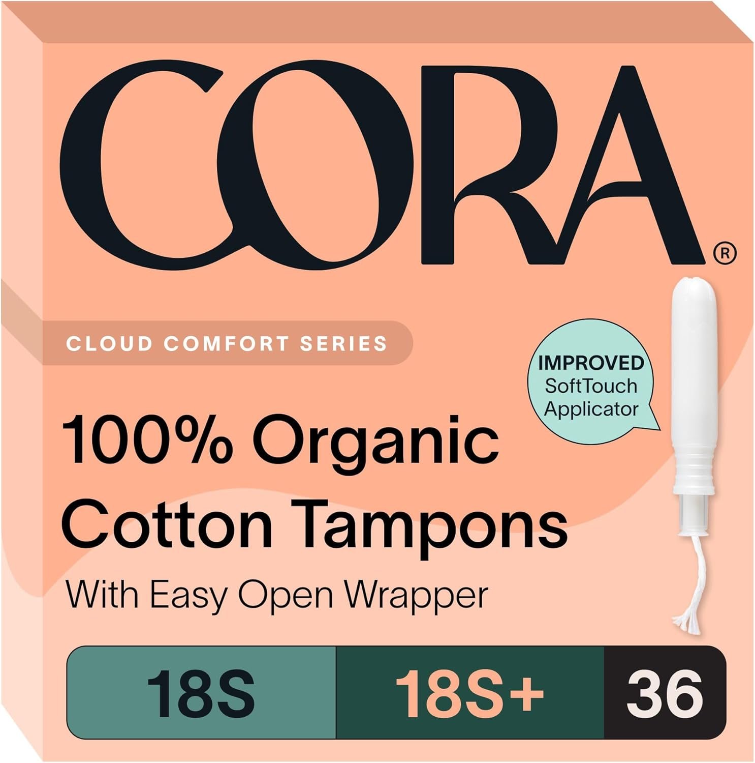 Cora Organic Cotton Tampons Multipack (18 Super, 18 Super Plus Tampons)