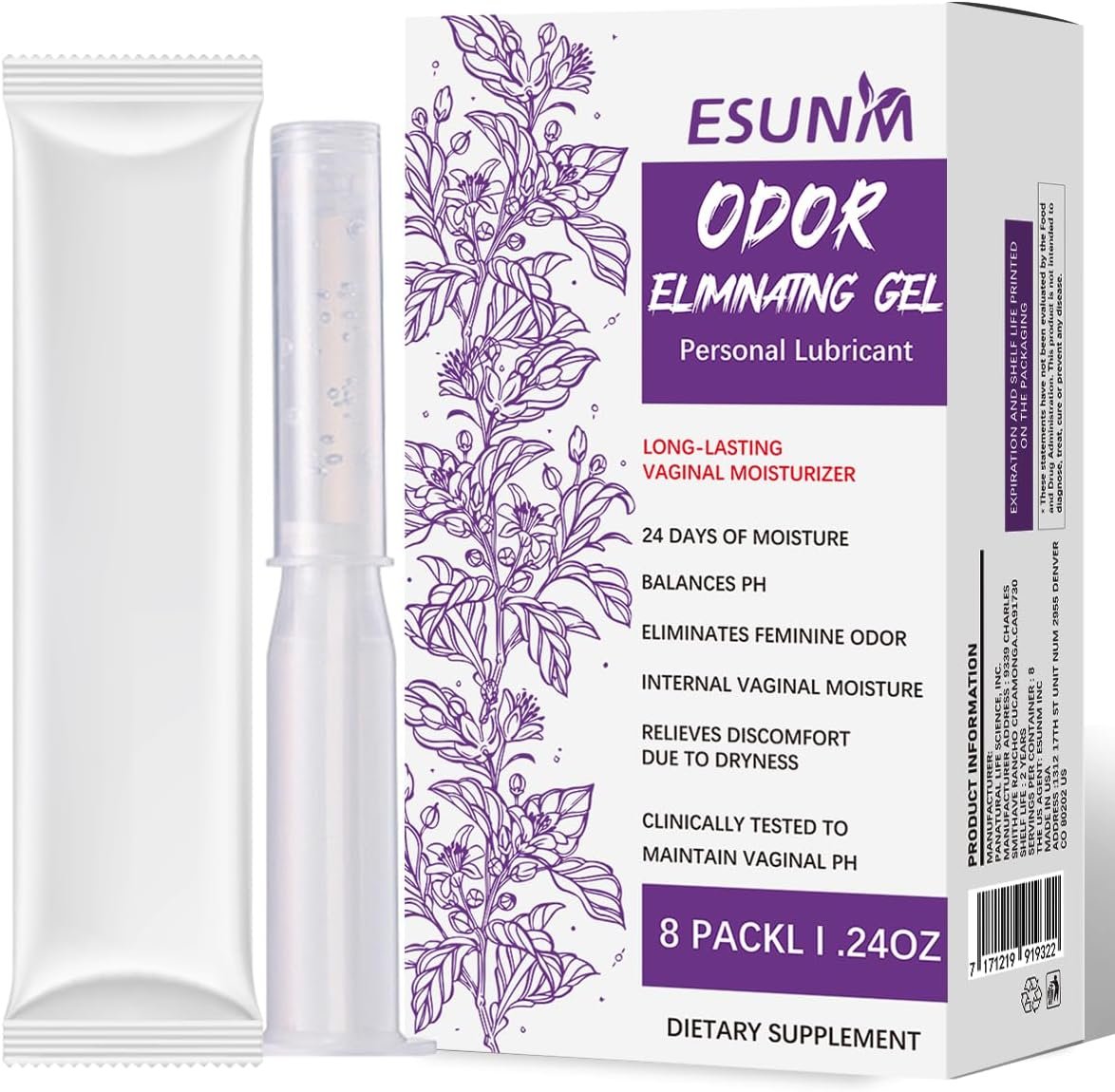 ESUNM Odor Eliminating Vaginal Gel | pH-Balanced Feminine Hygiene | Long-Lasting Freshness | Gynecologist-Tested | Safe, Gentle Formula | Prebiotic & Botanical Blend | for Women’s Intimate Care