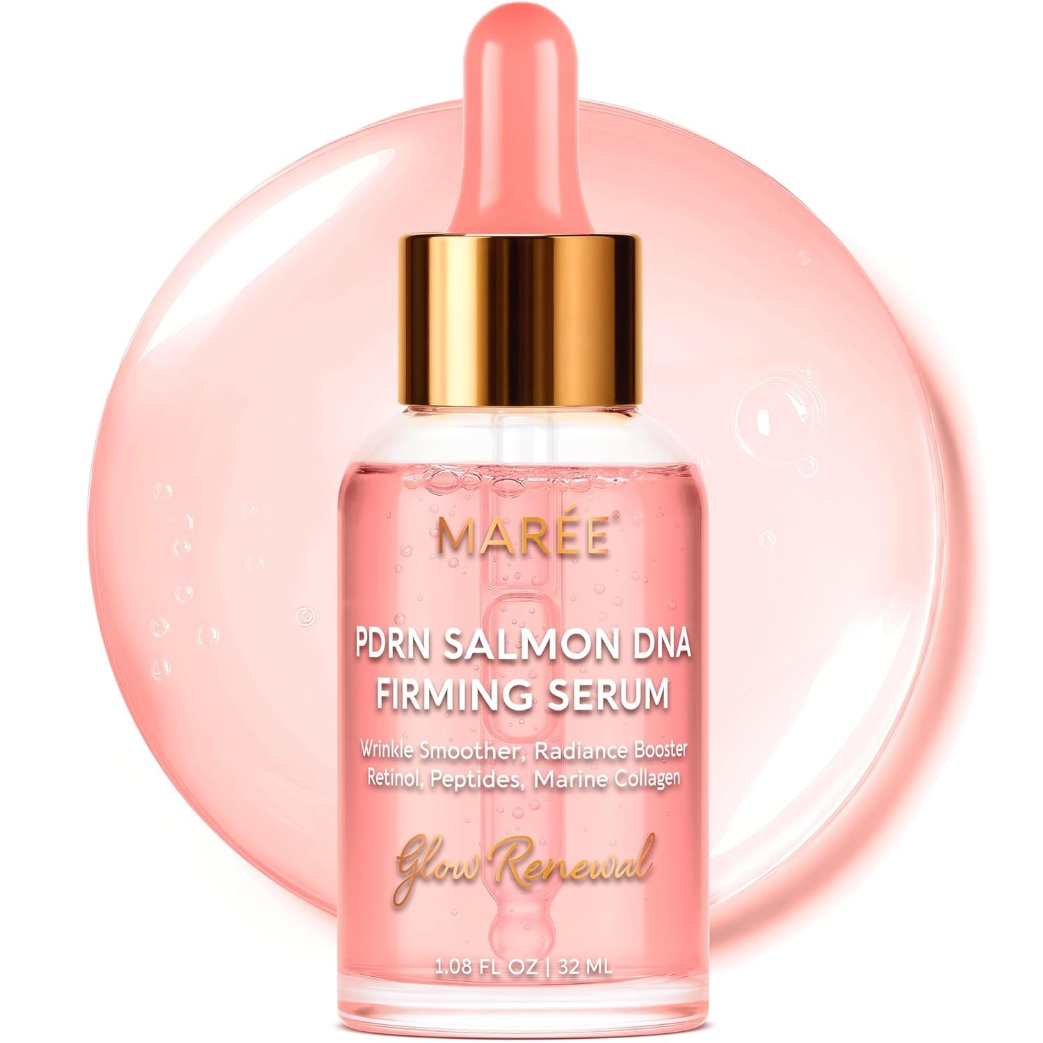 MAREE PDRN Serum – Peptides Serum for Face Anti-Aging – Salmon DNA Face Serum with Retinol, Niacinamide & Collagen – Hydrating Facial Serums for Women – Glass Skin Glow Wrinkle Care Moisturizer