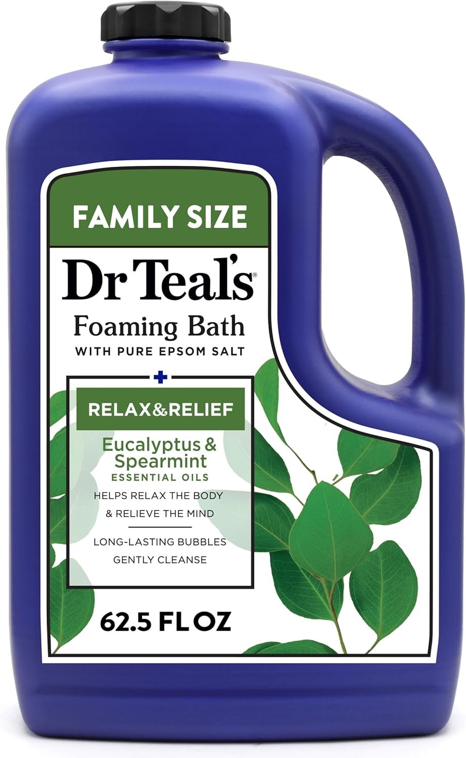 Dr Teal’s Foaming Bath with Pure Epsom Salt, Relax & Relief with Eucalyptus & Spearmint, 62.5 fl oz