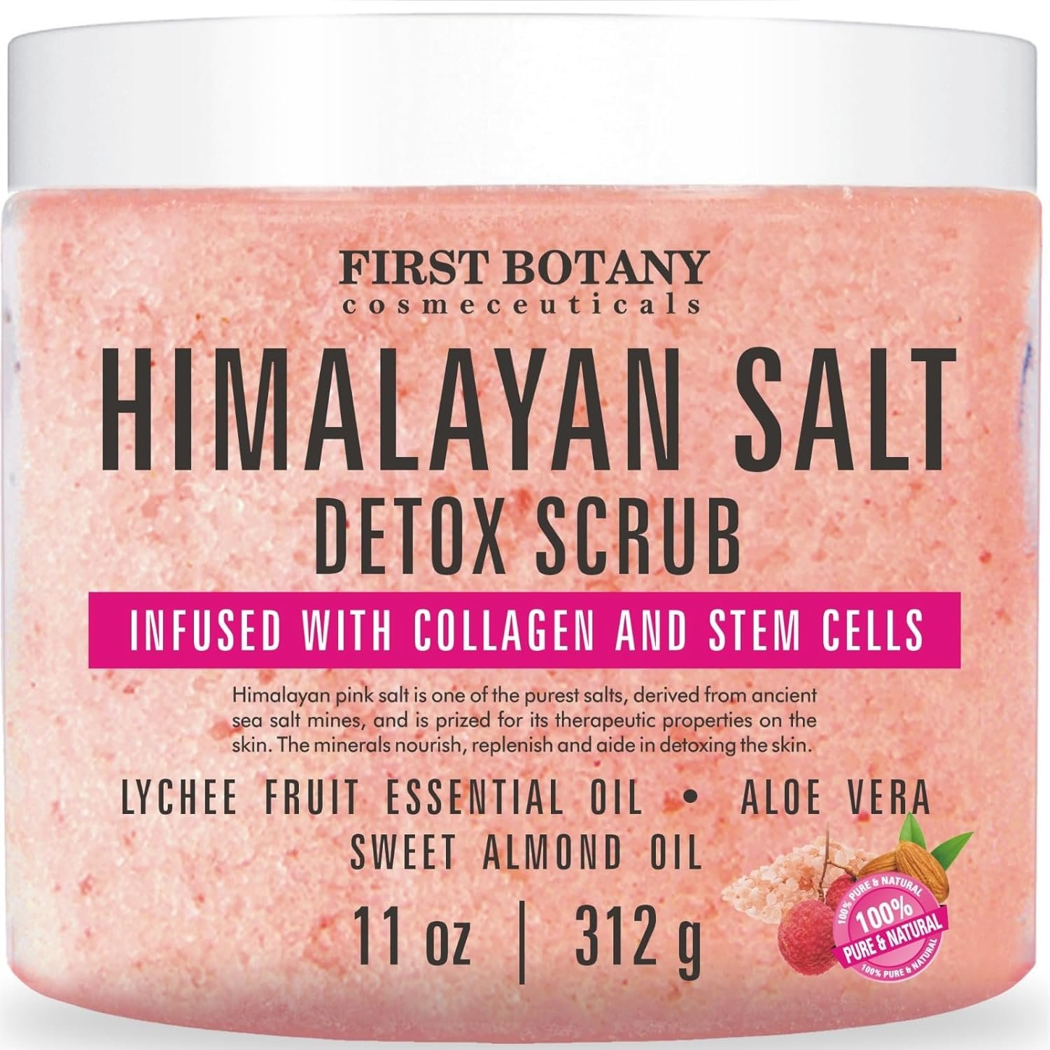 First Botany Body Scrub – Natural Exfoliating Salt Scrub & Body and Face Souffle helps with Moisturizing Skin, Acne, Cellulite, Dead Skin Scars, Wrinkles (Himalayan Salt)