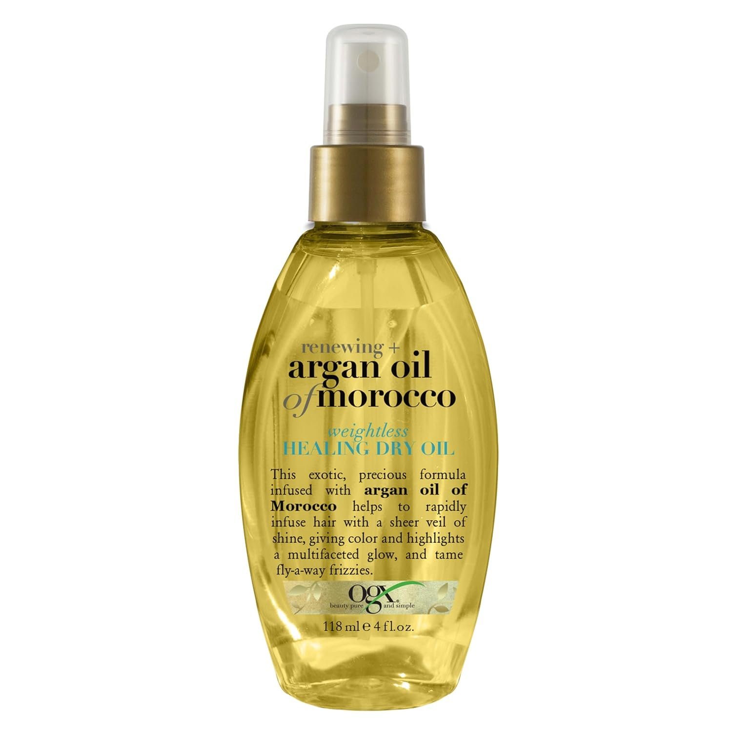 OGX Renewing + Argan Oil of Morocco Weightless Healing Dry Oil Spray, Argan Oil for Hair Care, Lightweight Mist for Split Ends, Frizz Control & Shine, Paraben & Sulfated-Surfactants Free, 4 fl oz