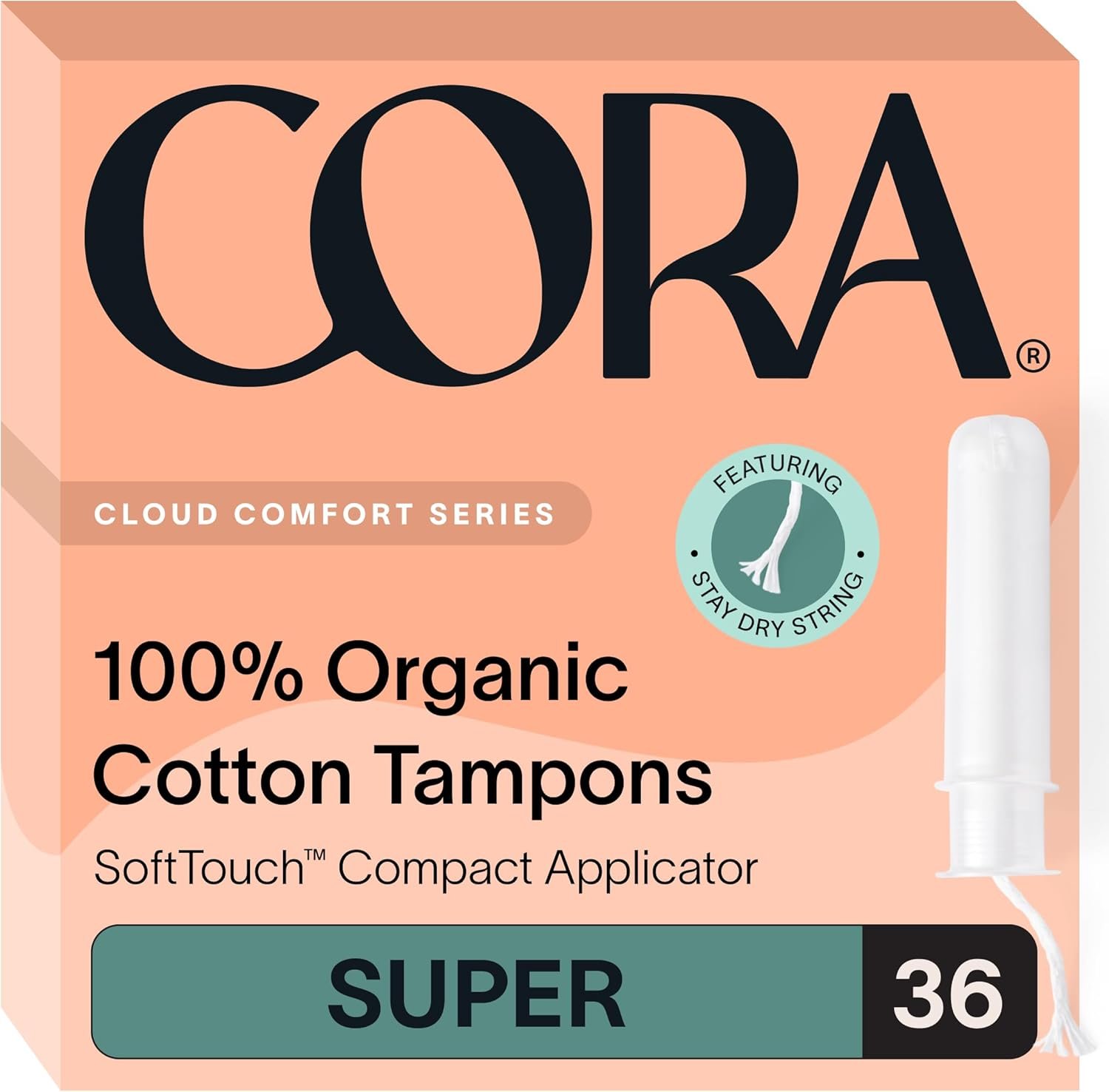 Cora Organic Cotton Tampons (36 Super Tampons)
