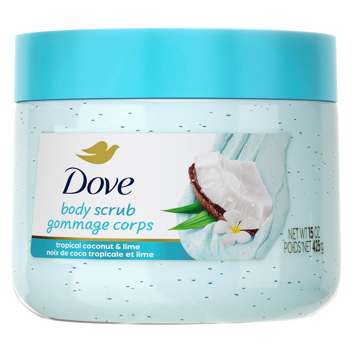 Dove Moisturizing Body Scrub – Coconut & Lime, pH‑Balanced Whipped Texture, Skin‑Renewing Exfoliator, 15 oz