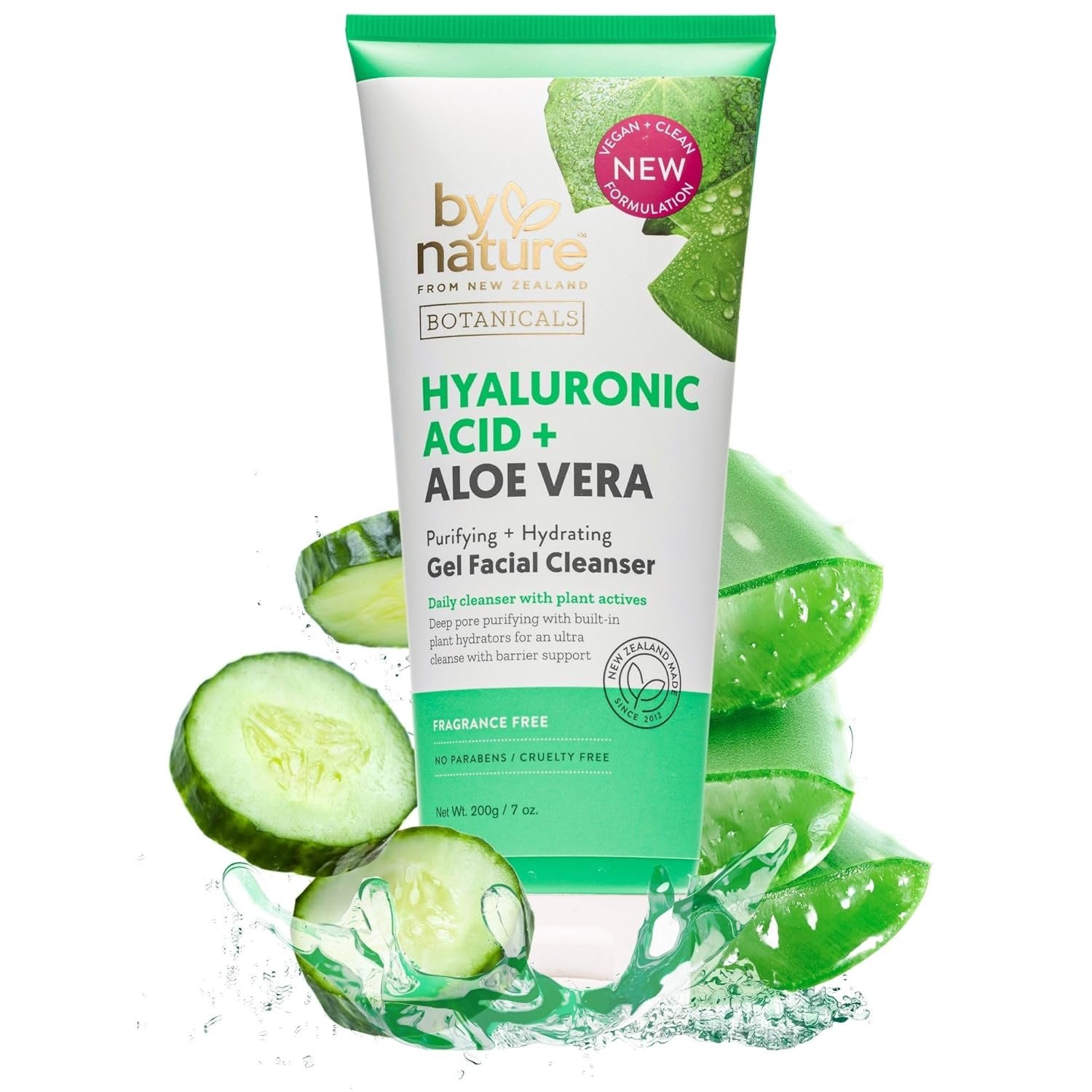 By Nature Hyaluronic Acid + Aloe Vera Facial Cleanser to Hydrate & Brighten Your Skin – Skincare from New Zealand – Premium Face Cleanser – 7oz