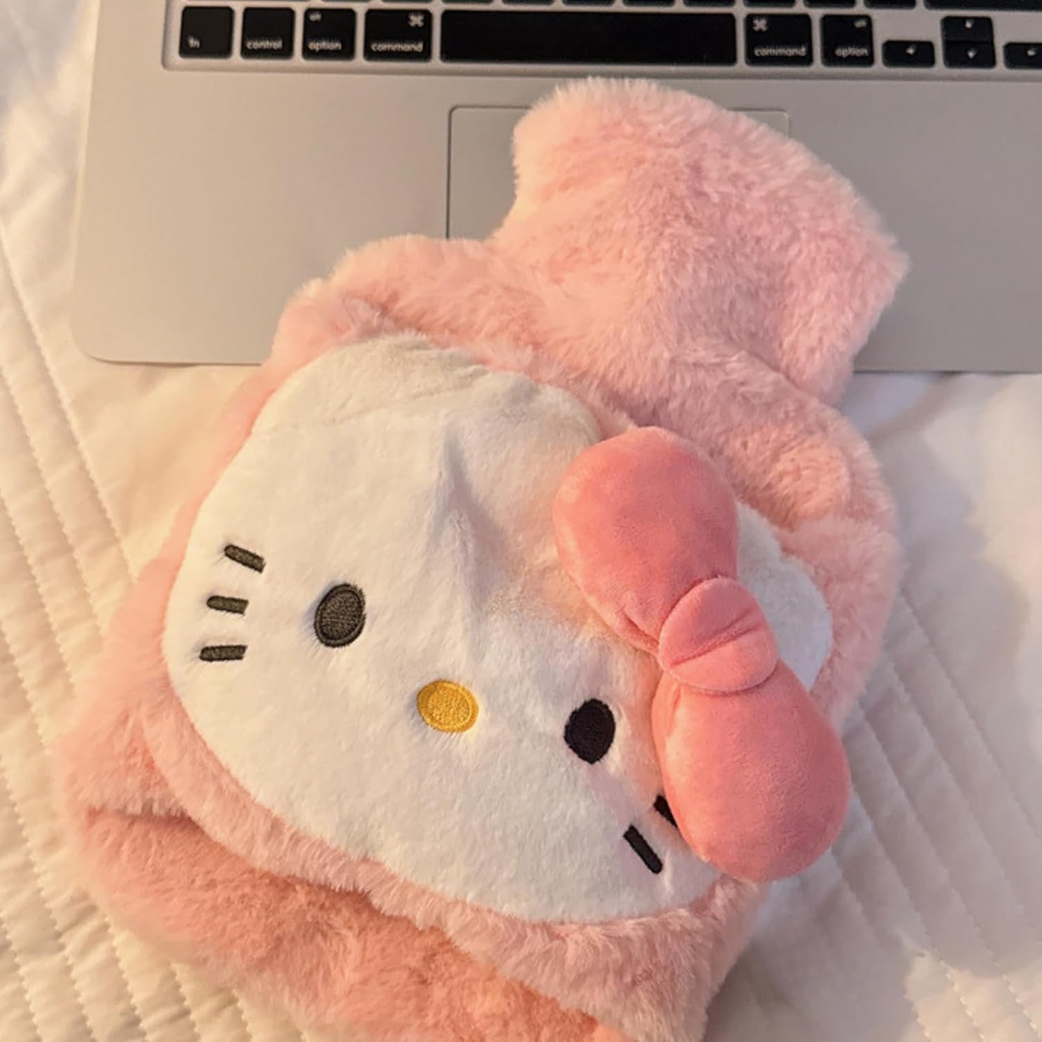 Cute Plush Hot Water Bag, Cartoon Hot Water Bottle with Cute Fleece Cover, Kawaii Design Hand Feet Warmer for Pain Relief, Cramps, Cozy Nights Gifts for Girls Boys Cold Winter (Kitty)