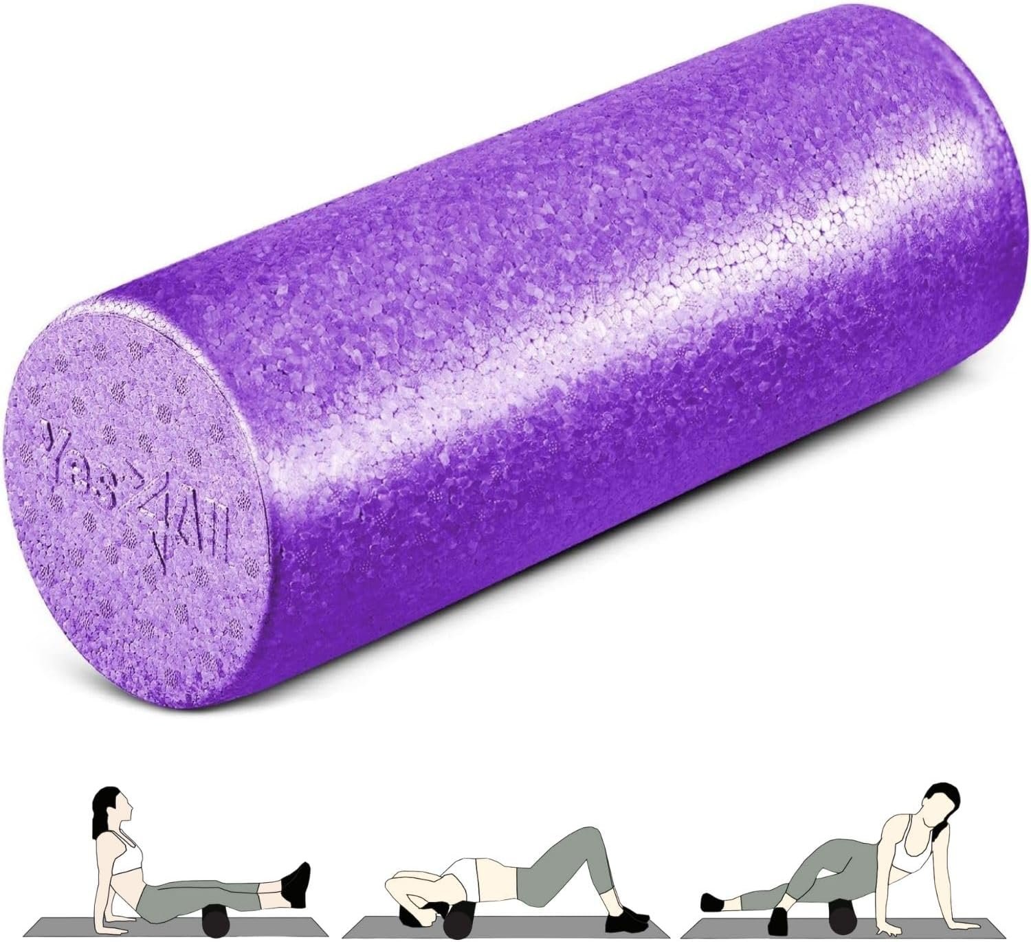 Yes4All High-Density EPP Round Back Roller Foam, Exercise Foam Roller for Yoga, Pilates & Stretching – 12, 18, 24, 36 inch