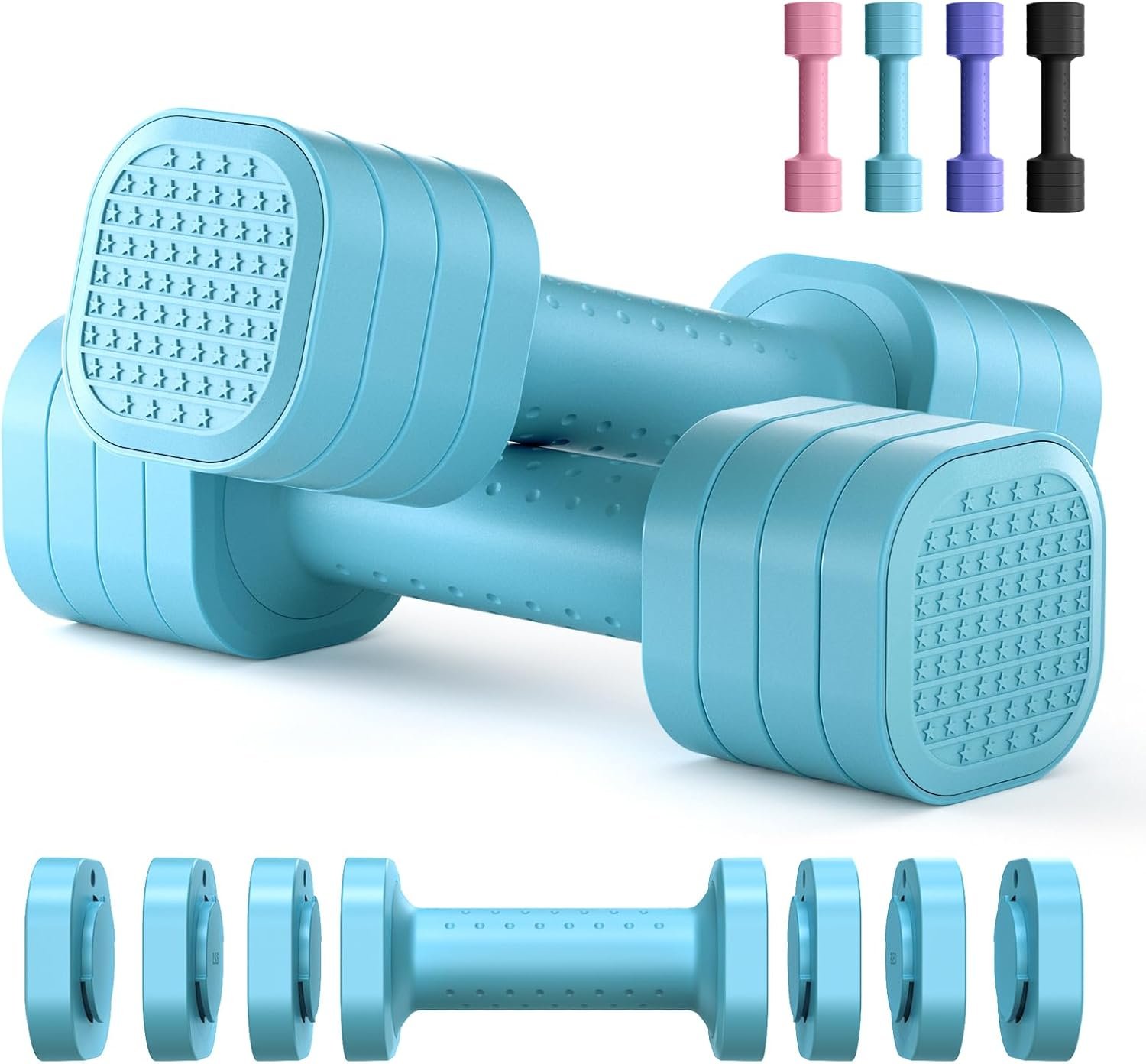 Zempox Adjustable Dumbbell Set, 4 in 1 Free Weight Dumbbell Set for Women, Hand Weight for Women at Home, Each 2lb 3lb 4lb 5lb with TPU Soft Rubber Handle for Home Gym Aquatic Fitness Equipment,Purple