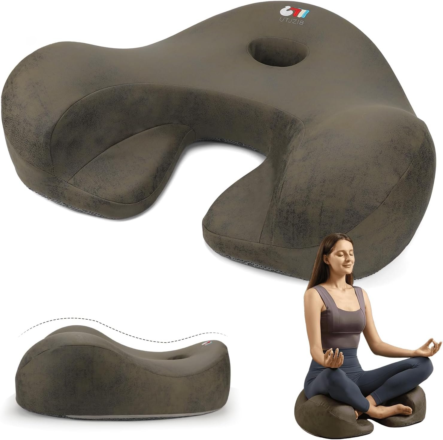 Meditation Cushion, Yoga Cushion for Meditation – Cross Leg Floor Pillow for Meditator at Home, Ergonomic Comfortable Memory Foam Zafu Relieves Numbness Tailbone & Hip Pain from Long Sitting.