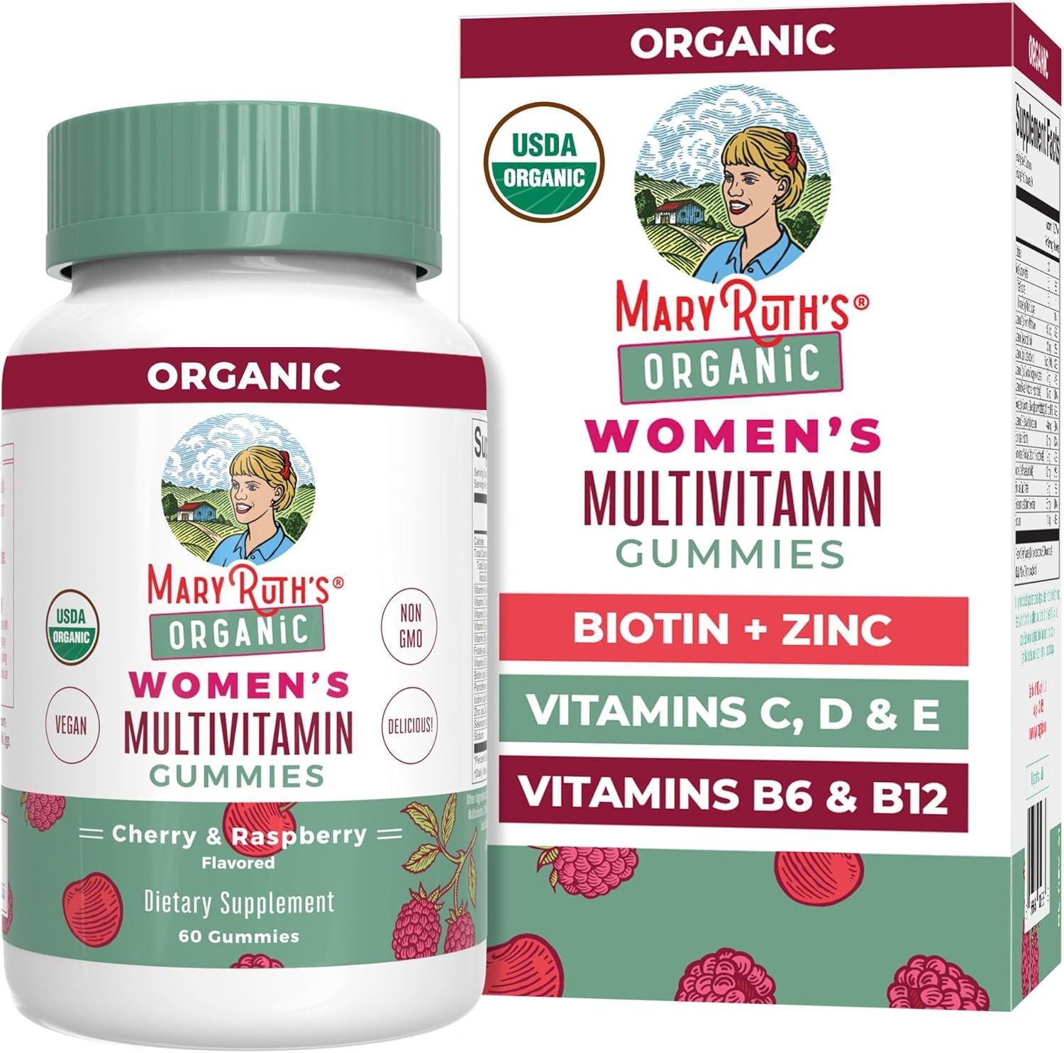 MARYRUTH’S Multivitamin Gummies for Women Ages 14+ | Immune Support | Hair & Skin Health | Reproductive Health | Vitamin A C D E B6 B12 Biotin Zinc Iodine | Organic | Vegan | Non-GMO | 60 Count