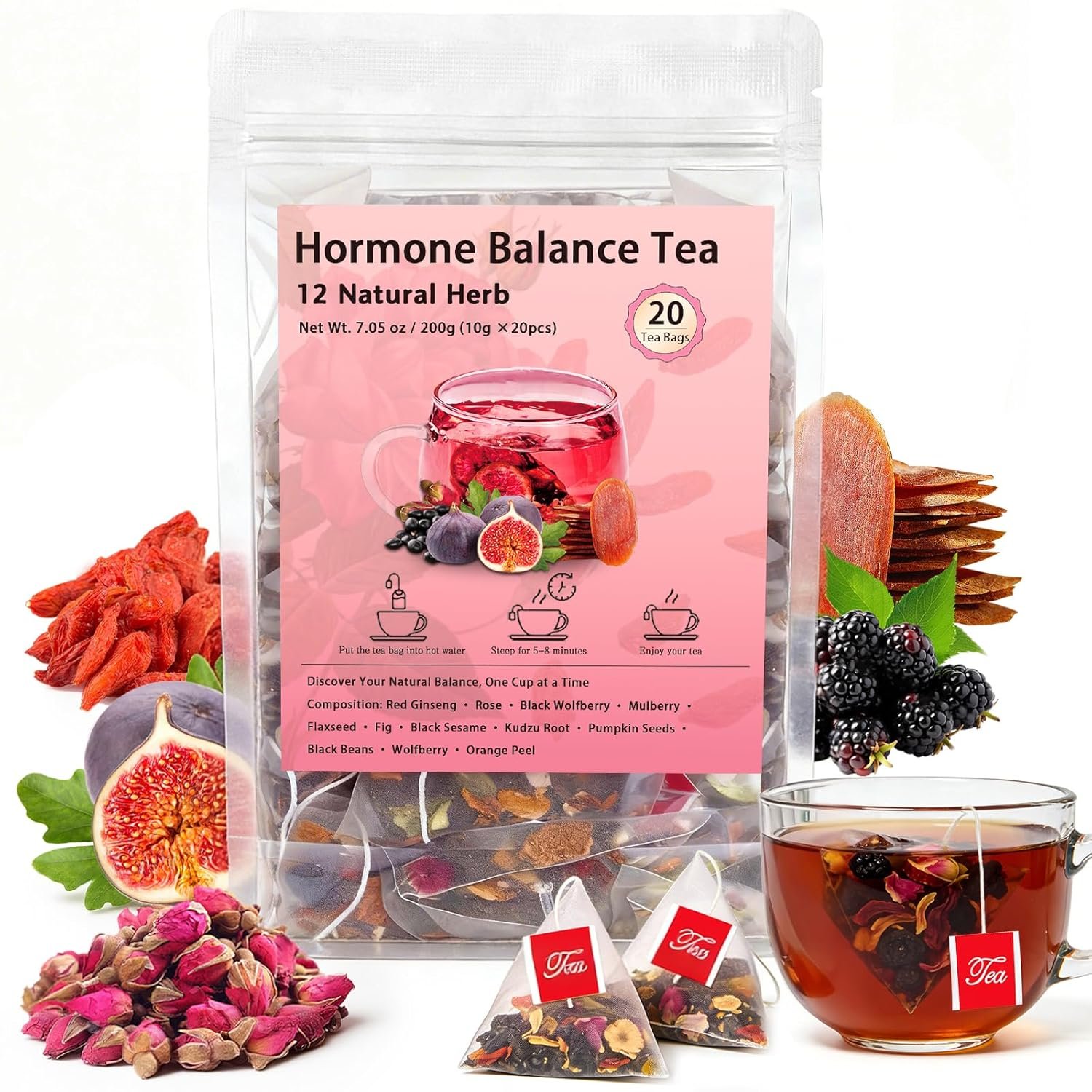 FlyweightZ Progesterone Balance Tea for Women – Natural Hormone Balance Herbal Tea Blend for Hormonal Support, Cycle Comfort & Women’s Wellness – 20 Tea Bags