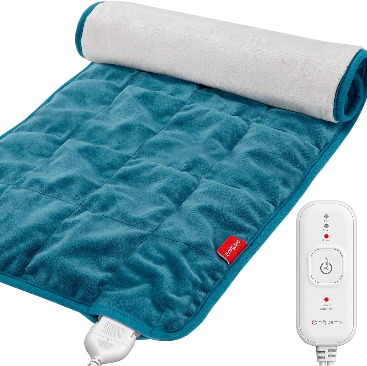 Comfytemp Weighted Heating Pad for Back & Period, FSA Eligible Electric Heat Pad, Birthday Gifts for Women Men Mom Dad & Mother Day Gift, 2.2 lb HSA Neck Shoulder Heated Pad, 2H Auto-Off, 12×24