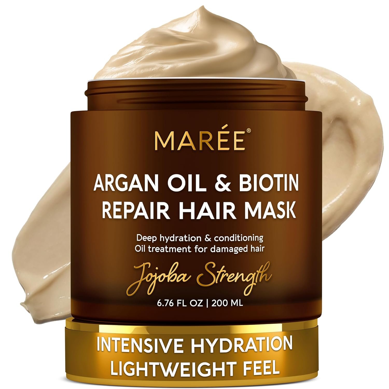 MAREE Deep Conditioning Hair Mask for Damaged Hair – Argan Oil & Biotin Jojoba Hair Treatment – Hair Repair Mask for Dry, Curly, Frizzy Color-Treated Hair Care – Mascarilla Para el Cabello Hidratante