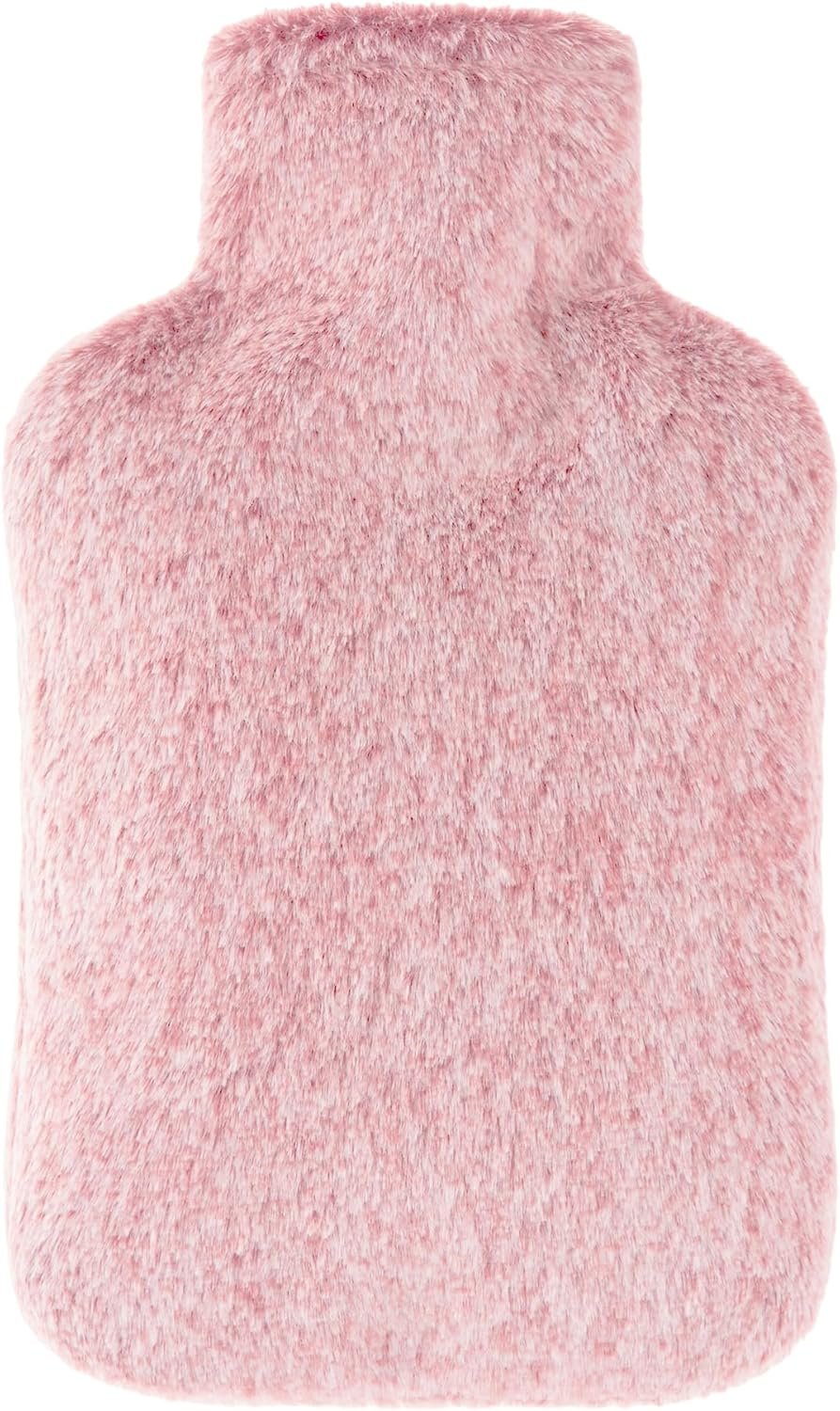 Hot Water Bottle with Luxury Cosy Faux Fur Cover, 2L Leakproof Hot Water Bag for Neck, Shoulder Pain Relief, Hot and Cold Therapies for Women,Men, Pink