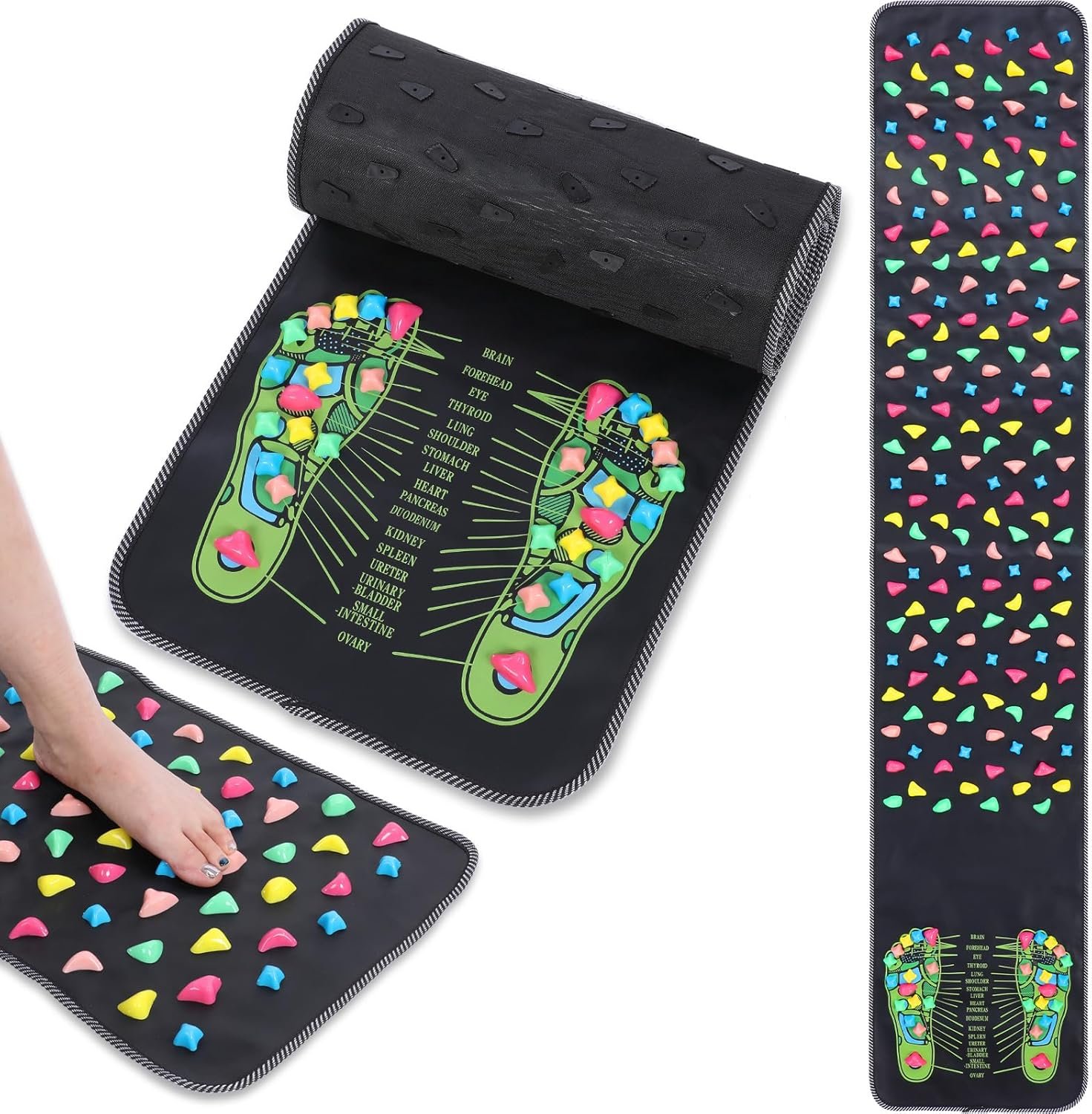 Kifmurase Foot Massage Mat, Acupressure Mats, Reflexology Walk Stone Road for Long Sitting Elderly Students Workers, Foot Massage Acupoint Mat for for Pain and Stress Relief (68.9 x 13.78 Inches)
