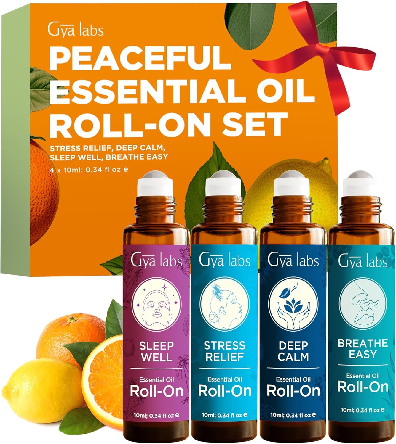 Gya Labs Peaceful Roll on Essential Oils Set – 0.34 Fl Oz Each – Essential Oil Set Relaxation Womens Gifts for Christmas – Blends for Calm, Aromatherapy Stocking Stuffers, Relaxing Gifts for Women