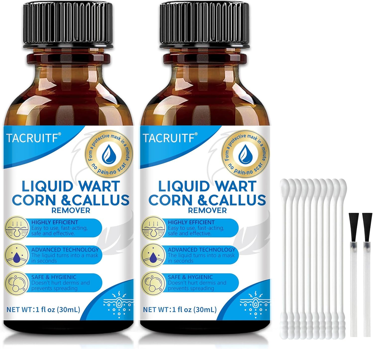 2 Packs Fast-Acting Salicylic Acid Remover: Strongest Wart Corn Removers for Feet, Body and Neck.Exclusive Formula 17% Salicylic for Plantar、Flat、Common Wart, Corn. For Men and Women – 2*30ML
