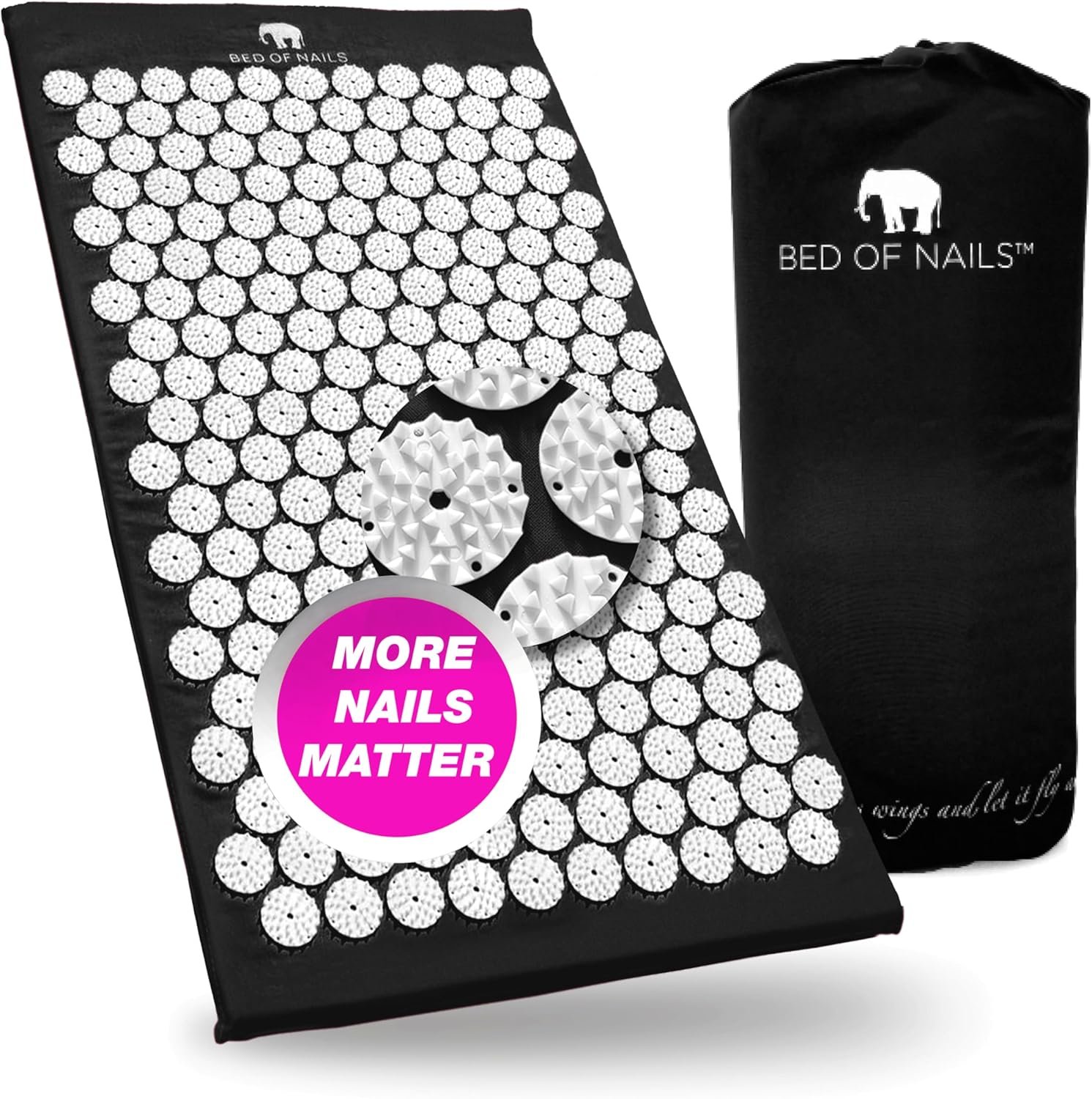 Bed of Nails Acupressure Mat – Original Bon Acupressure Design with 8820 Precision Nails, 29 x 16 x 1″, Jet Black