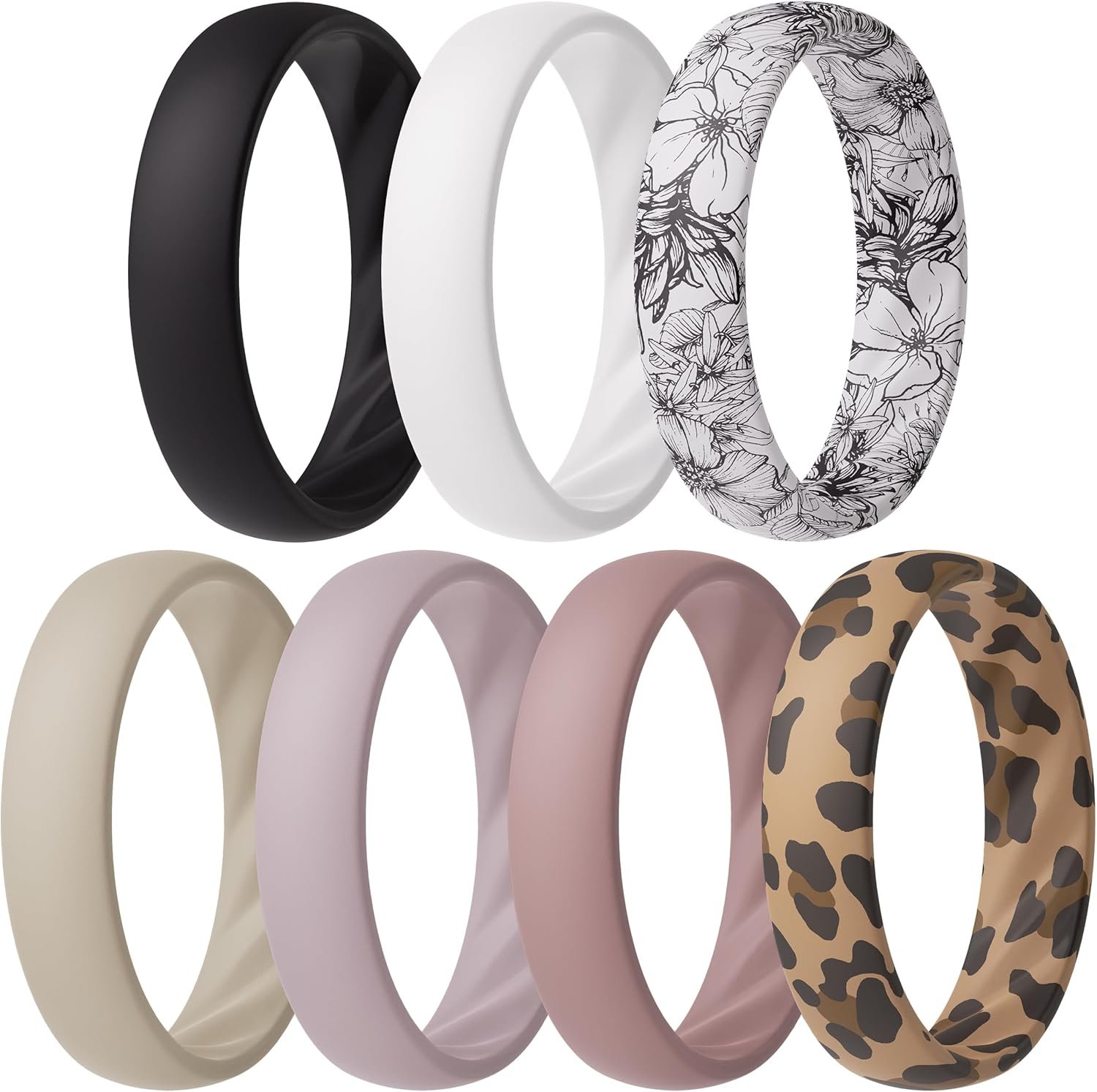 ThunderFit Women’s Silicone Wedding Rings – 5.5mm Wide, 2mm Thick Engagement Rings, Rubber Engagement Bands, 7-Pack